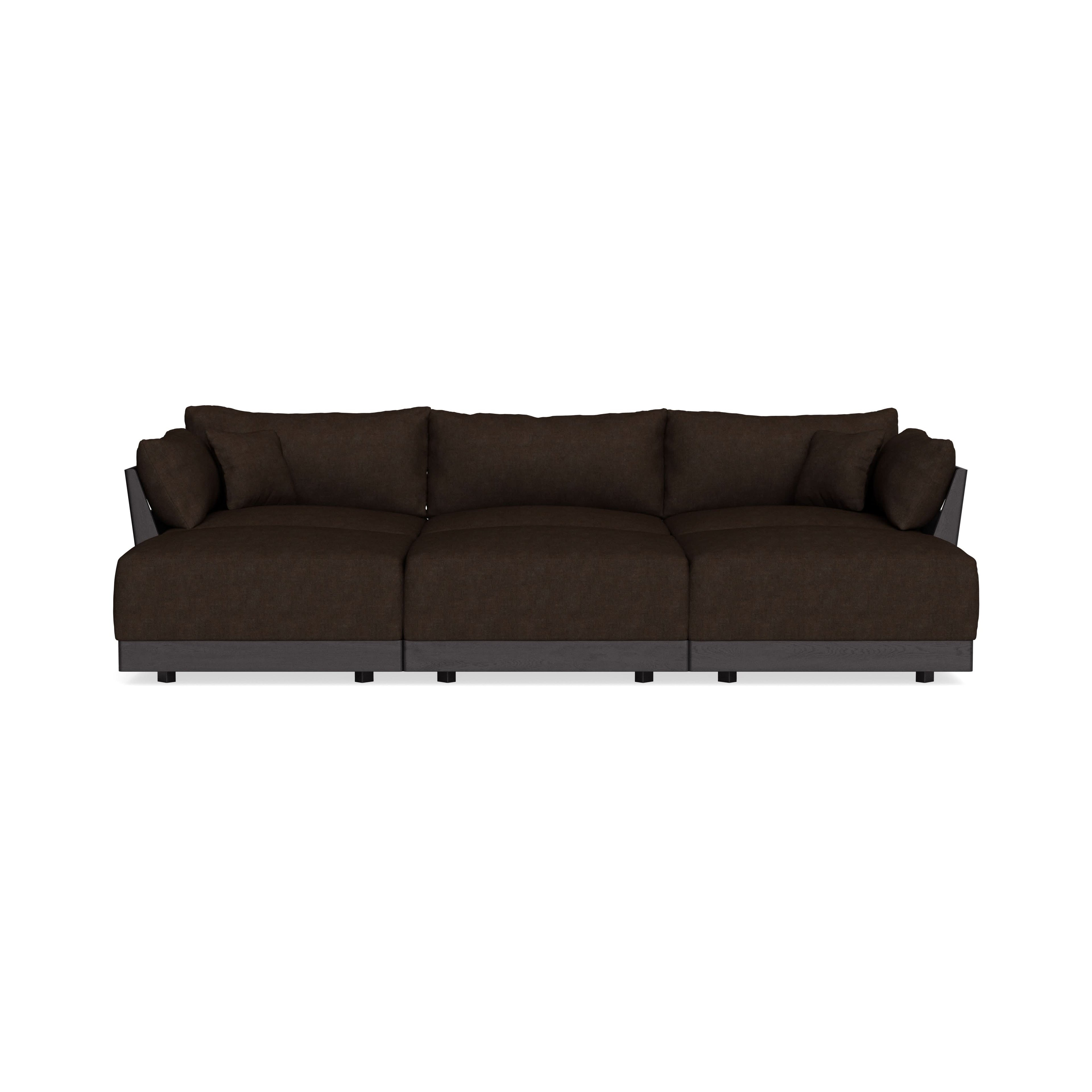 Modular Bondi Black 3-Seater Daybed Sofa Sectional in Espresso | Memory Foam Blend