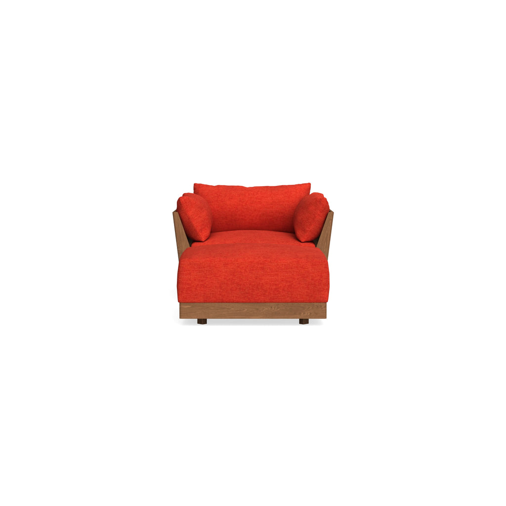 Modular Bondi Espresso Armchair + Ottoman in Poppy Orange | Classic Blend