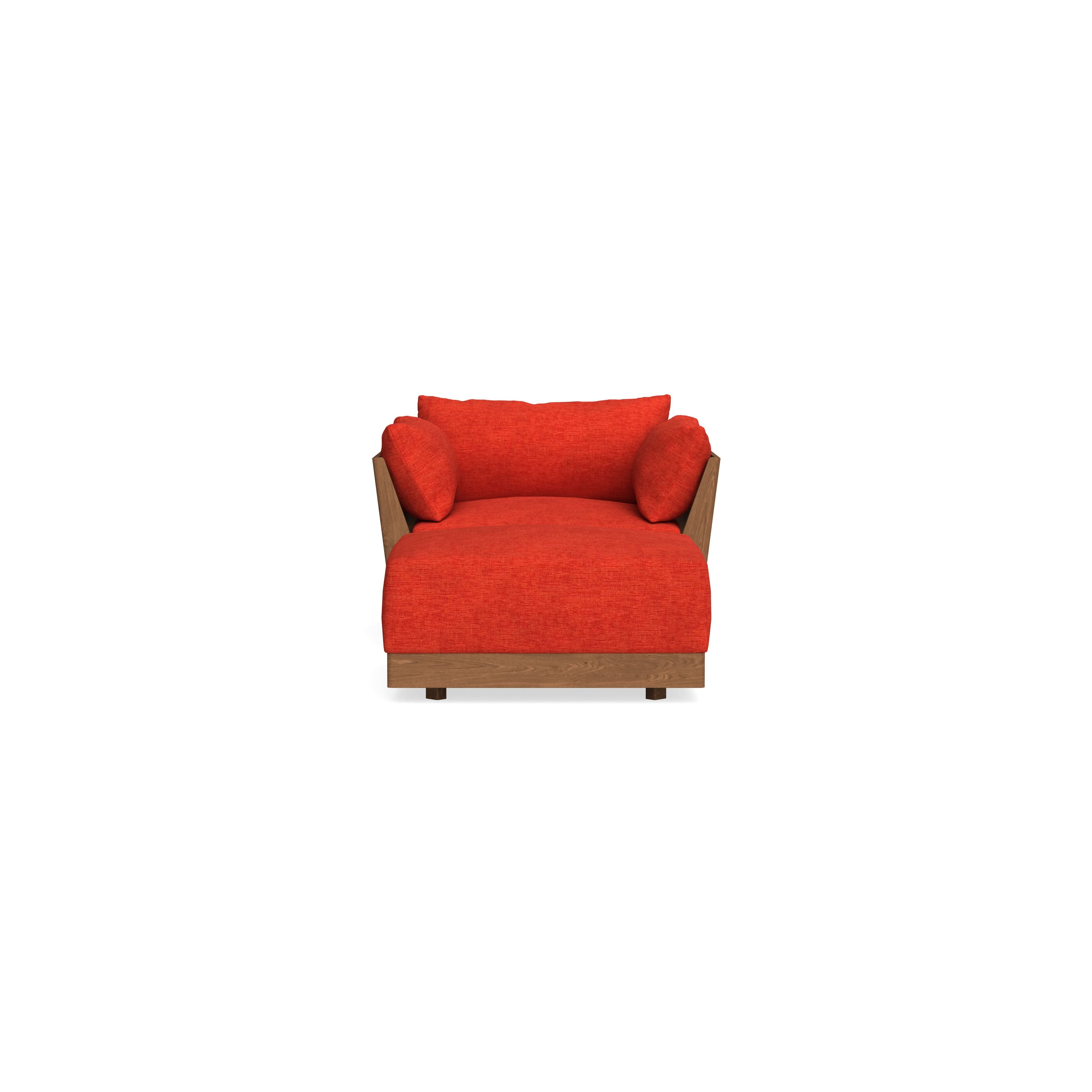 Modular Bondi Espresso Armchair + Ottoman in Poppy Orange | Classic Blend