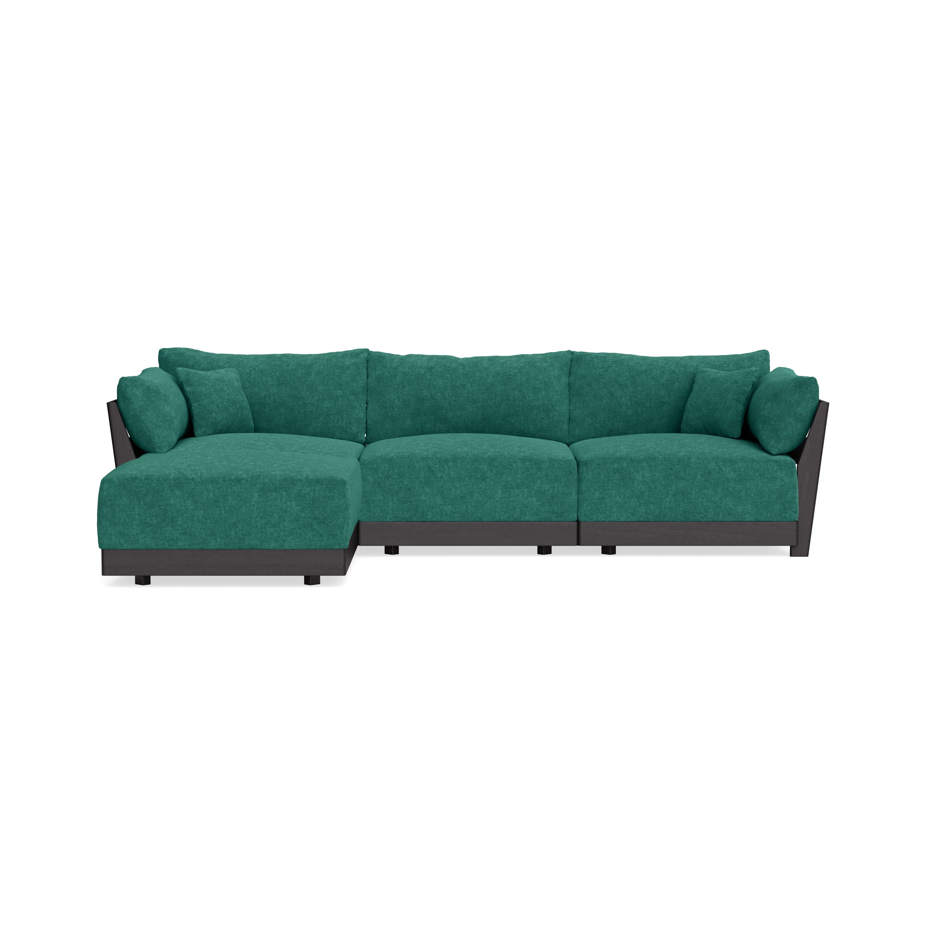 Modular Bondi Black 3-Seater Sectional in Jade Green | Memory Foam Blend