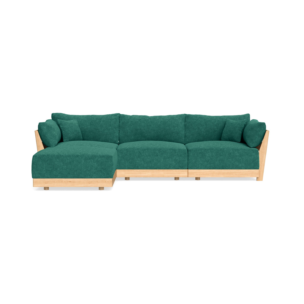 Modular Bondi Latte 3-Seater Sectional in Jade Green | Memory Foam Blend