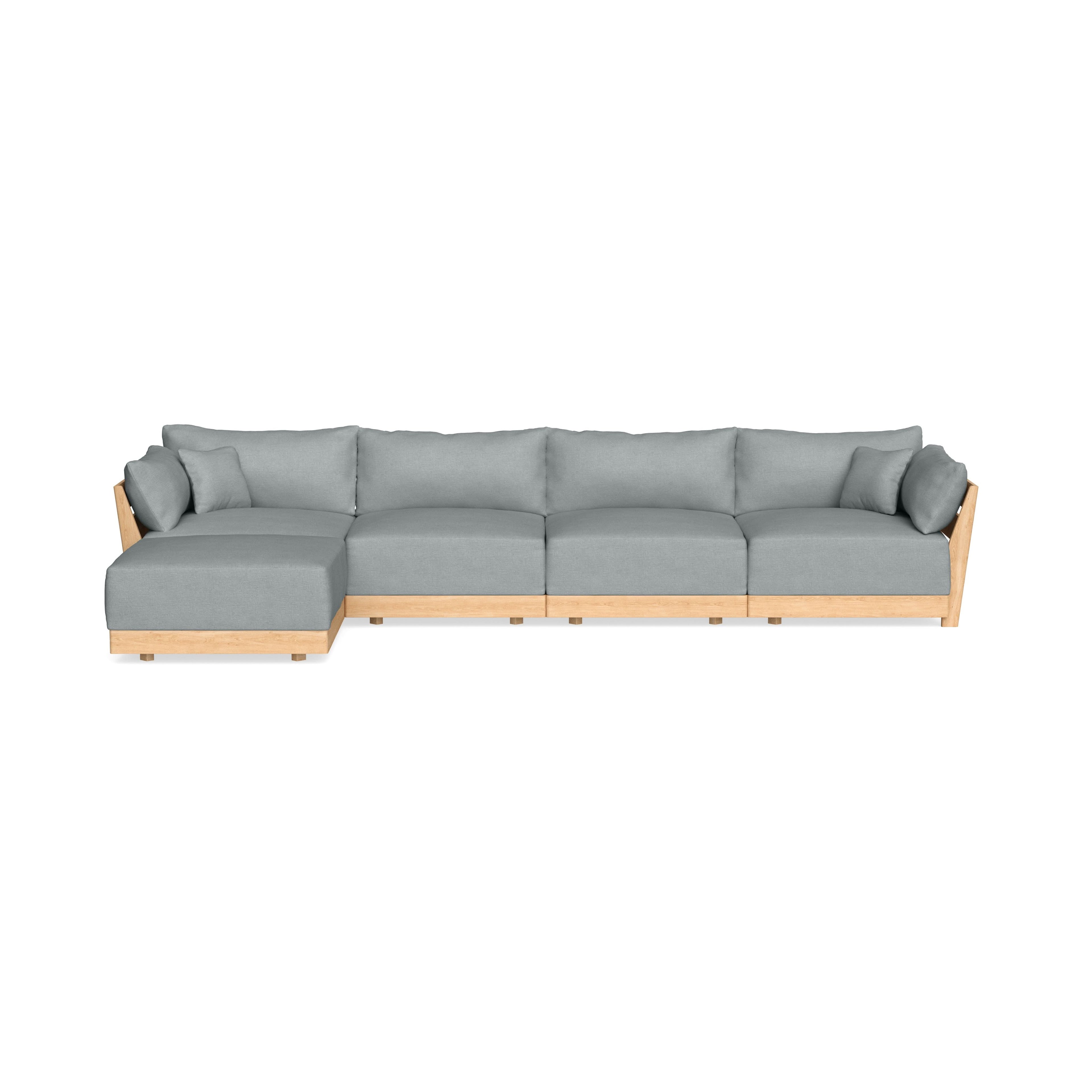 Modular Bondi Latte 4-Seater Sectional in Light Steel | Memory Foam Blend