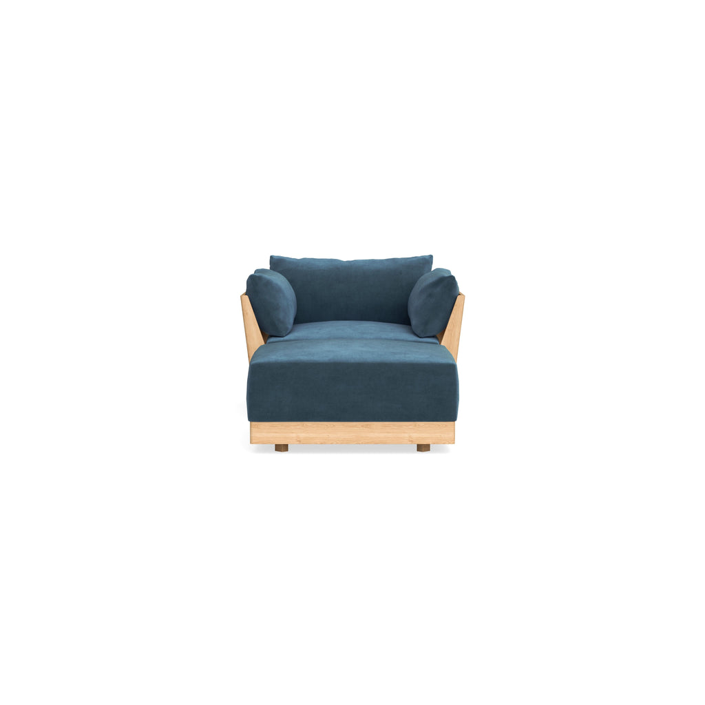 Modular Bondi Latte Armchair + Ottoman in Oxford Blue | Memory Foam Blend