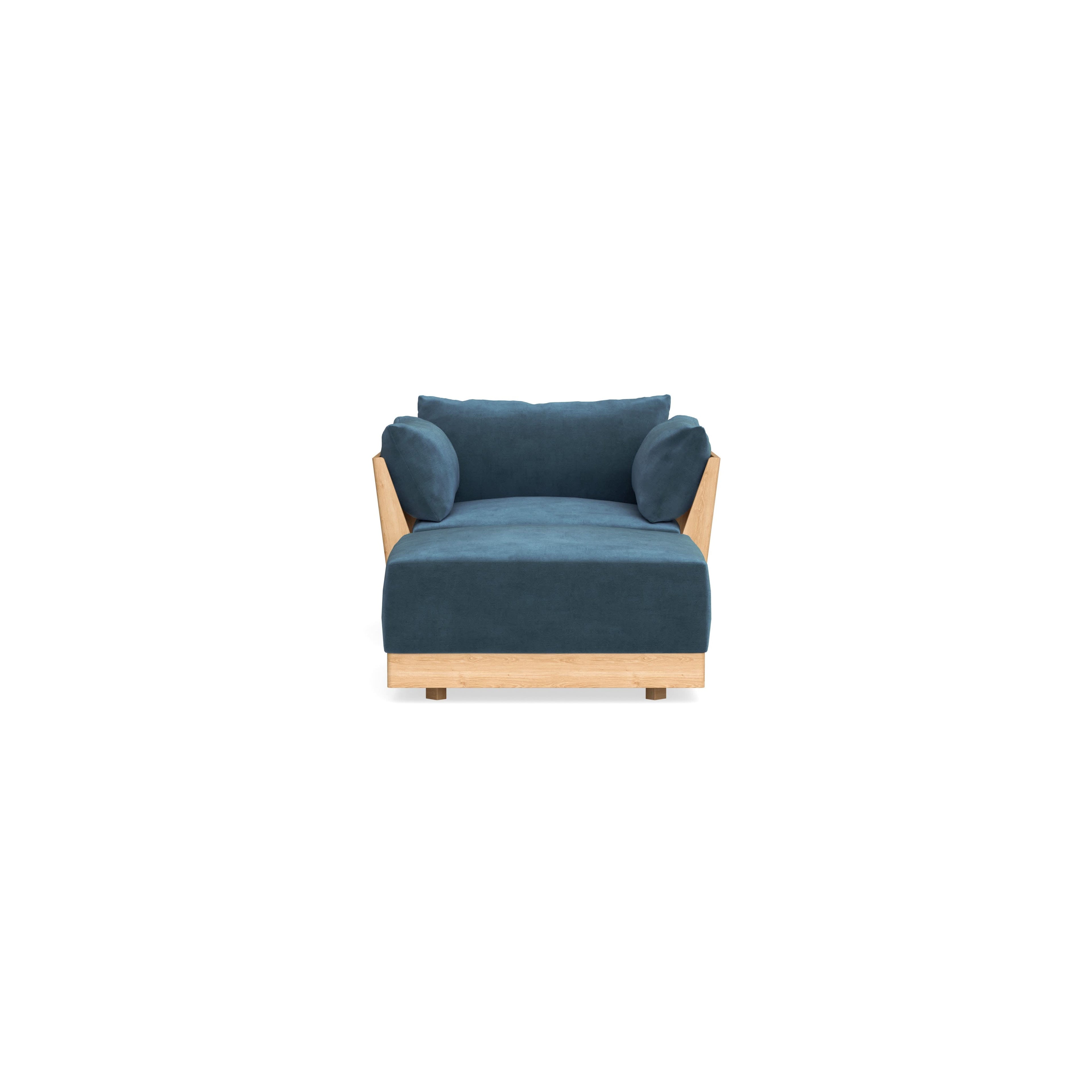 Modular Bondi Latte Armchair + Ottoman in Oxford Blue | Memory Foam Blend