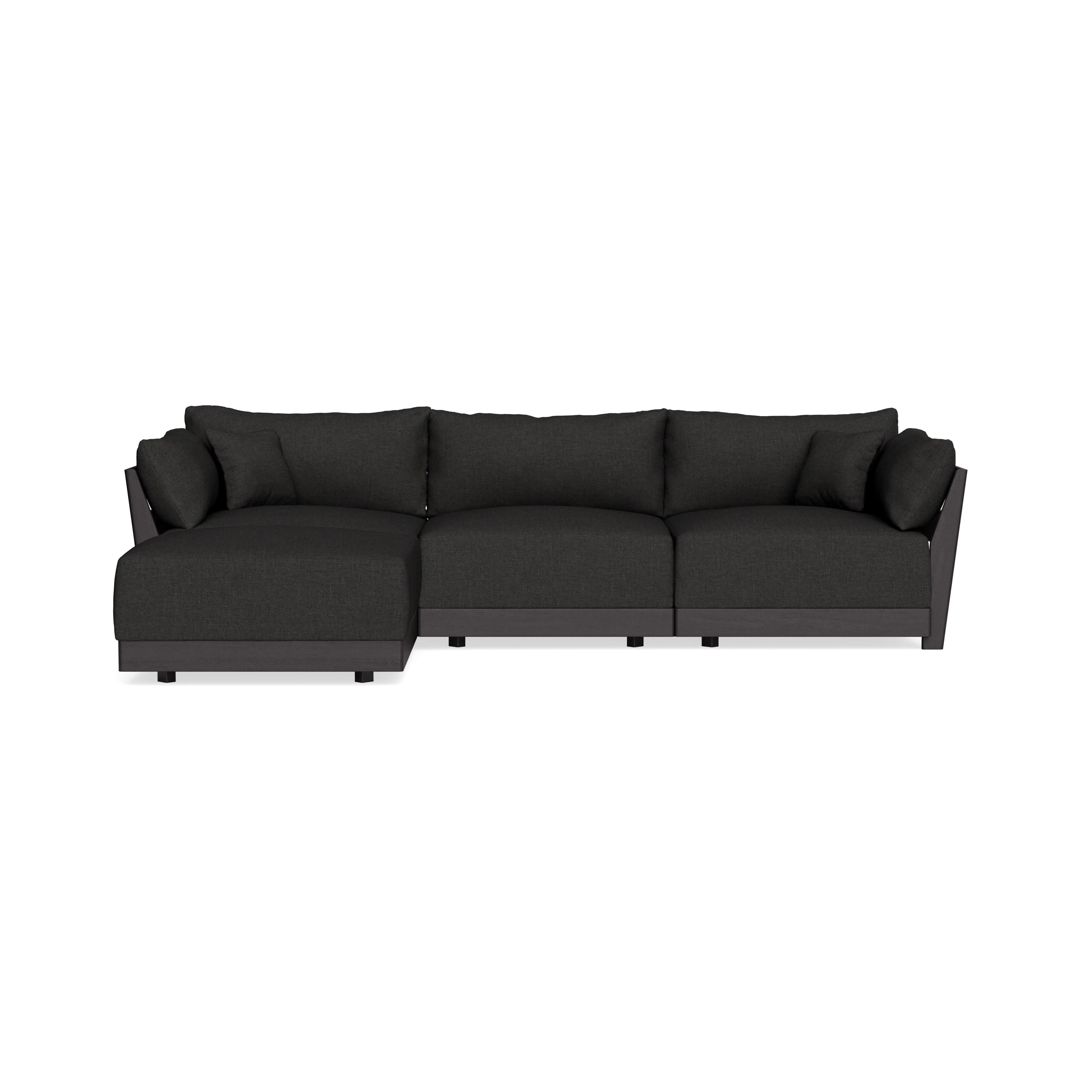 Modular Bondi Black 3-Seater Sectional in Peppercorn | Memory Foam Blend