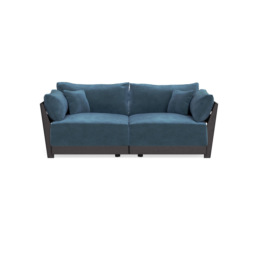 Modular Bondi Black 2-Seater Sofa in Oxford Blue | Memory Foam Blend