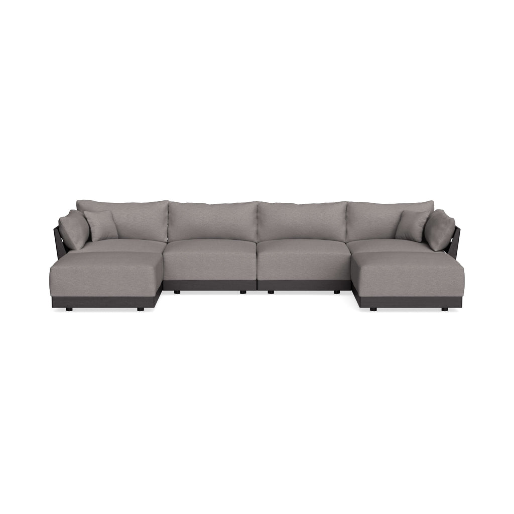 Modular Bondi Black 4-Seater U-Sectional in Cement | Memory Foam Blend