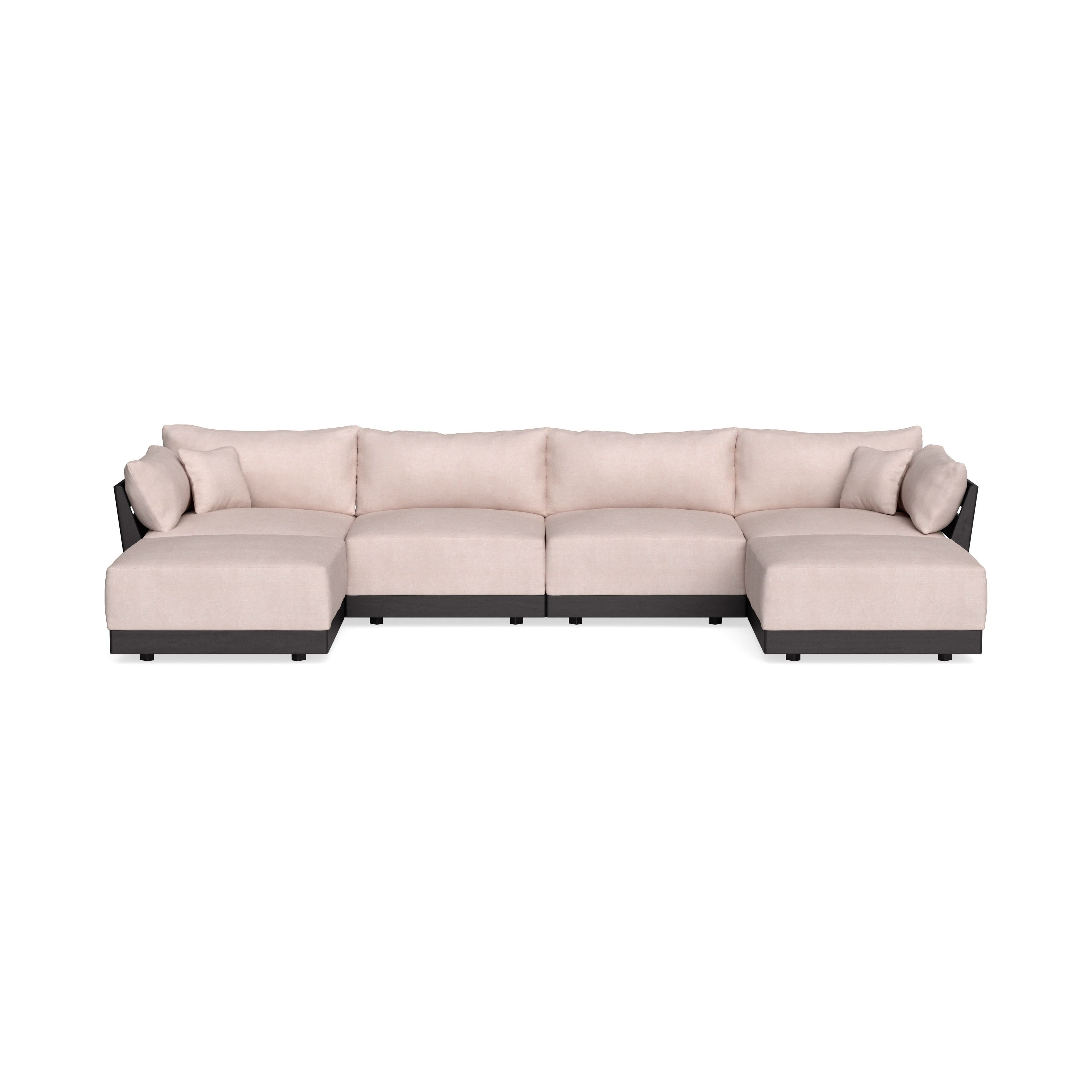 Modular Bondi Black 4-Seater U-Sectional in Blush | Memory Foam Blend