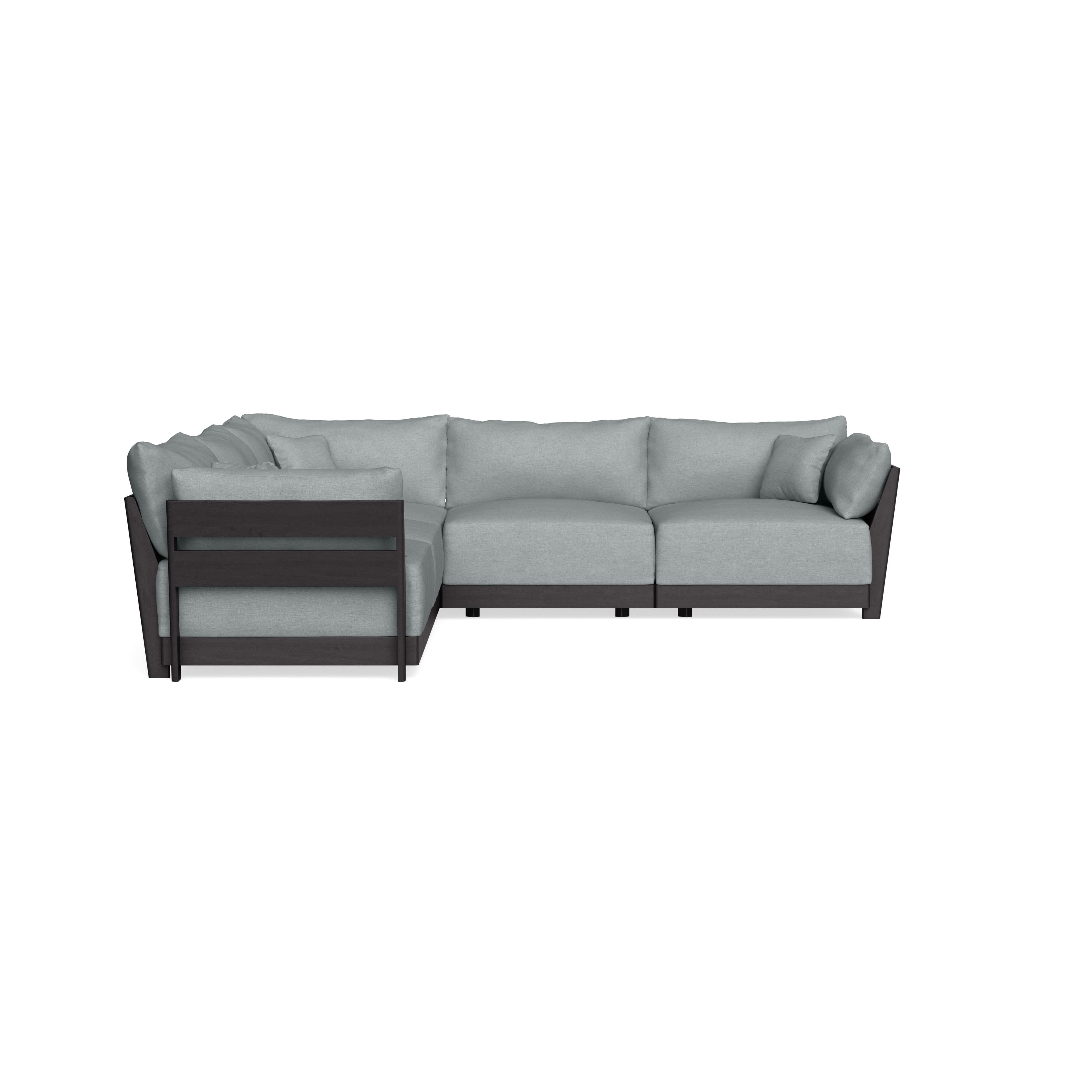 Modular Bondi Black 5-Seater Corner Sectional in Light Steel | Classic Blend