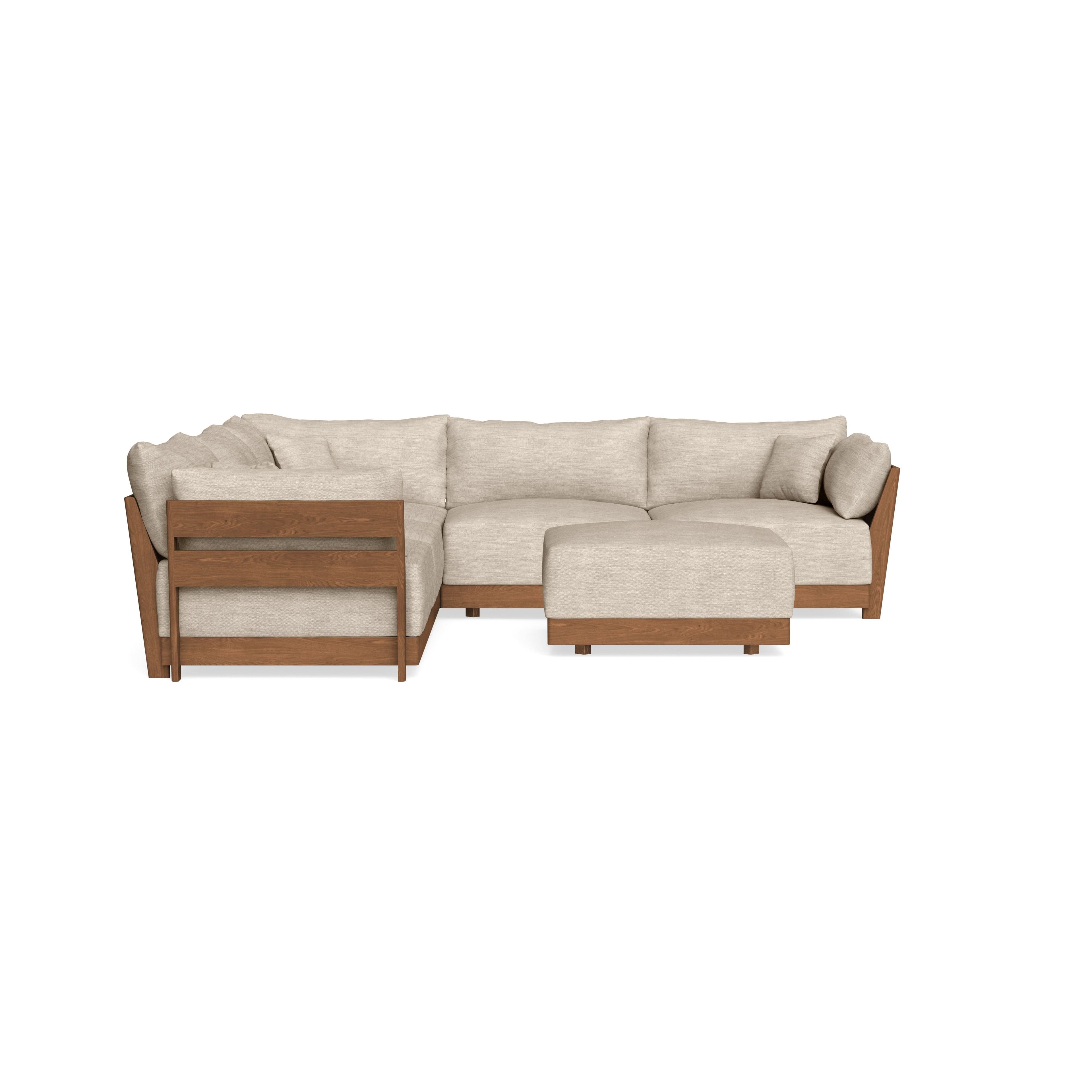 Modular Bondi Espresso 5-Seater Corner Sectional + Ottoman in Wheat | Classic Blend