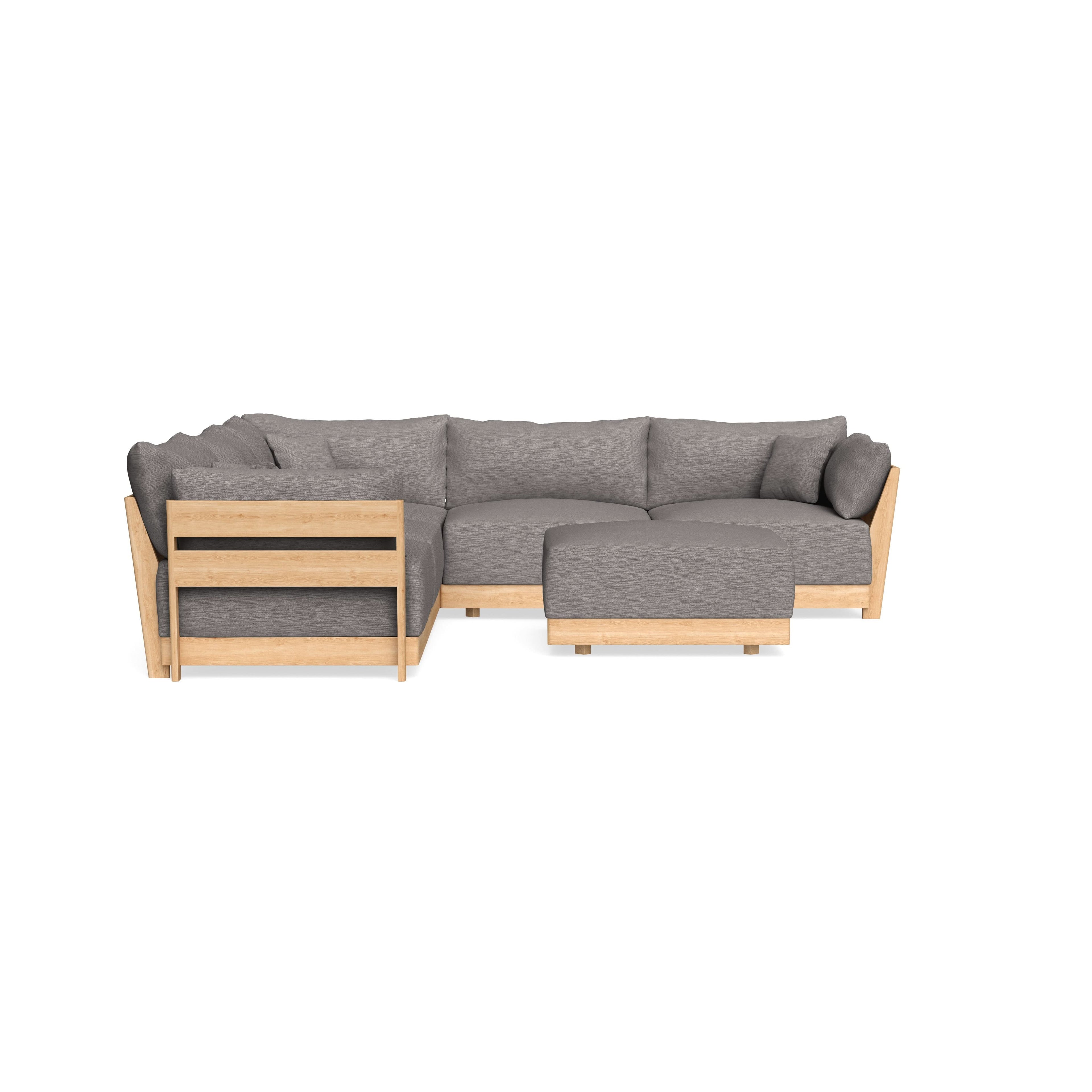 Modular Bondi Latte 5-Seater Corner Sectional + Ottoman in Cement | Memory Foam Blend