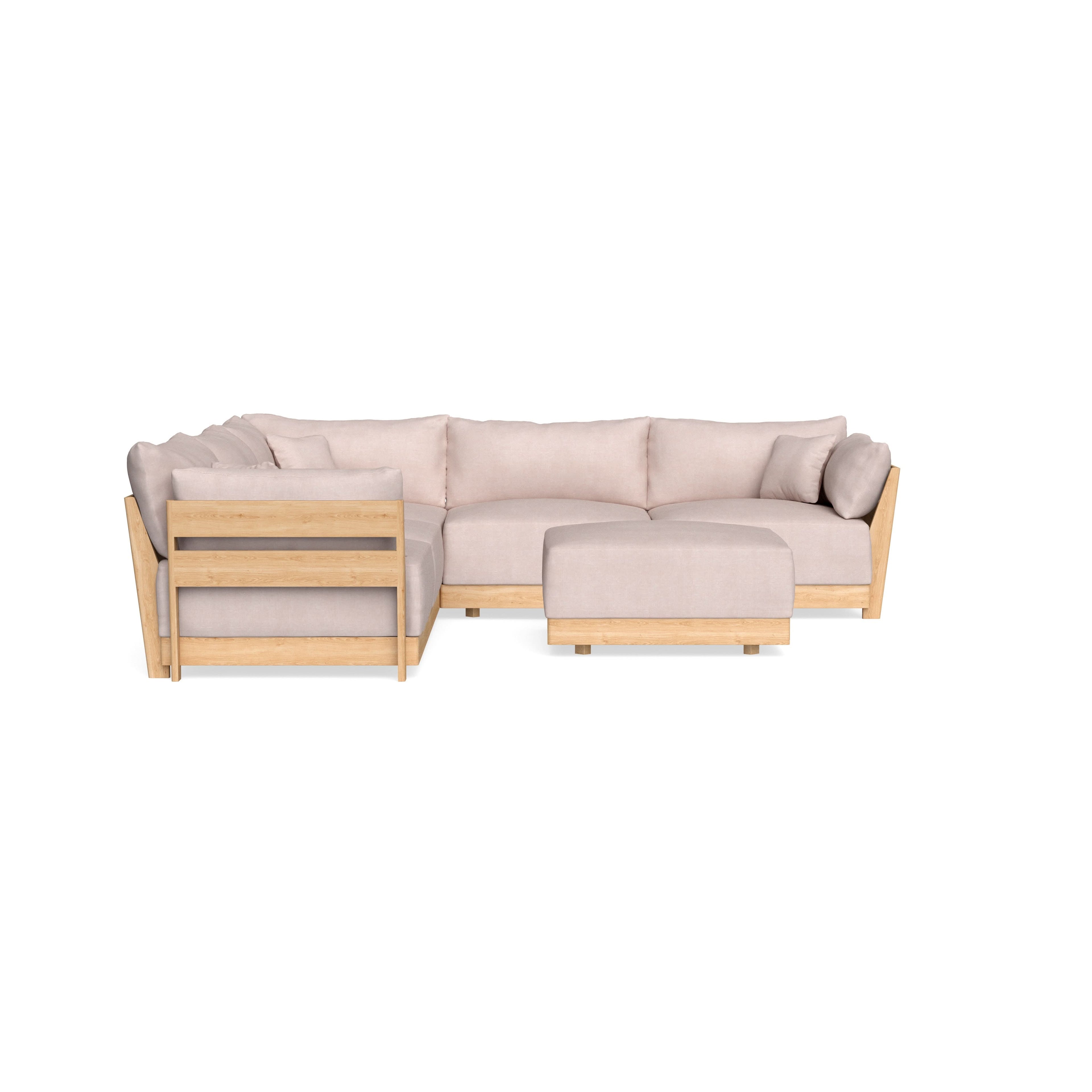 Modular Bondi Latte 5-Seater Corner Sectional + Ottoman in Blush | Memory Foam Blend