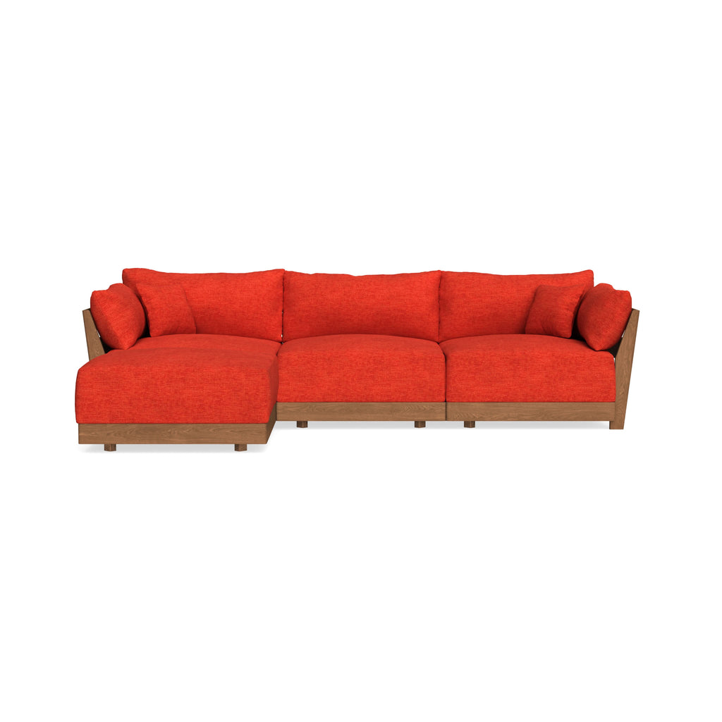 Modular Bondi Espresso 3-Seater Sectional in Poppy Orange | Memory Foam Blend
