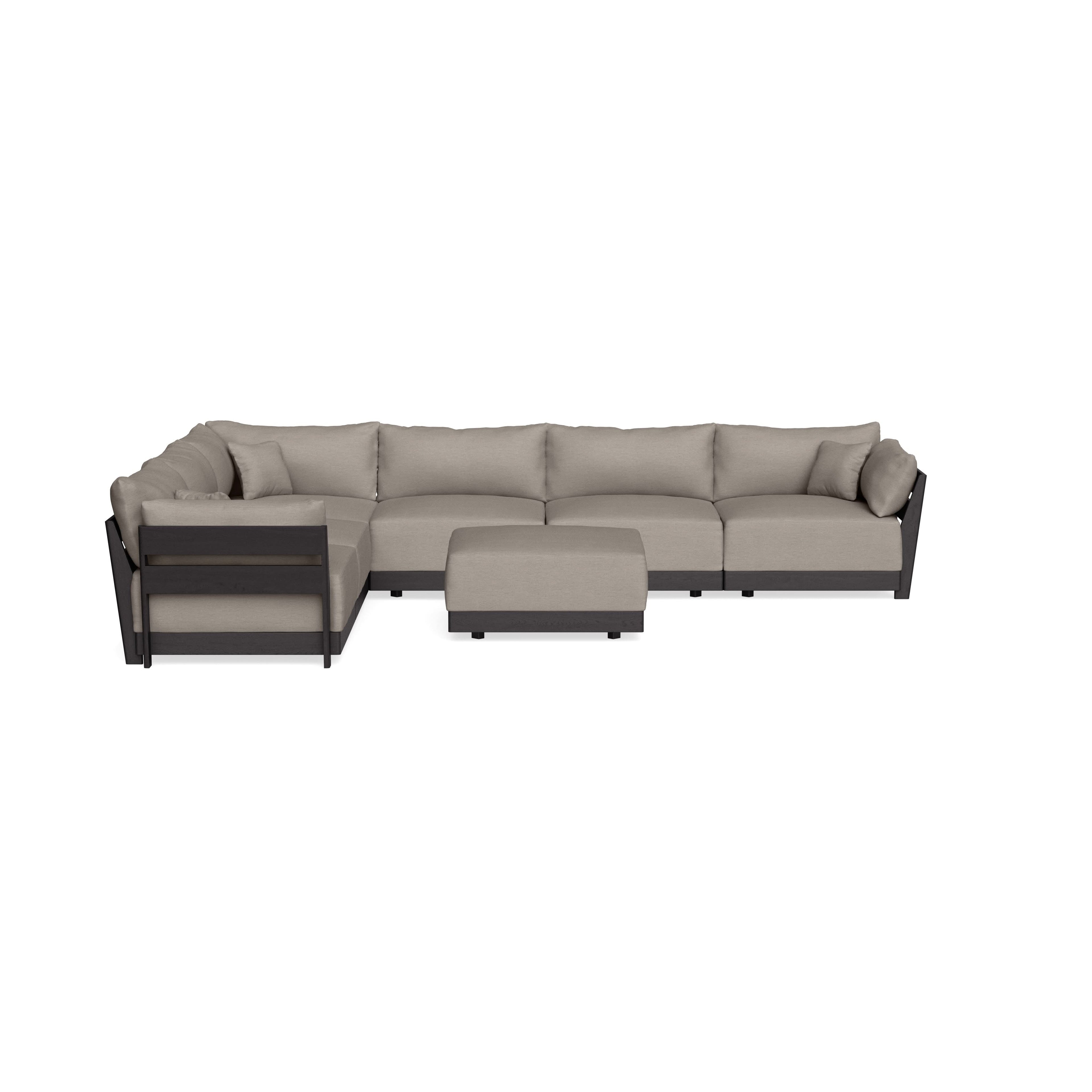 Modular Bondi Black 6-Seater Corner Sectional + Ottoman in Cinder Gray | Memory Foam Blend
