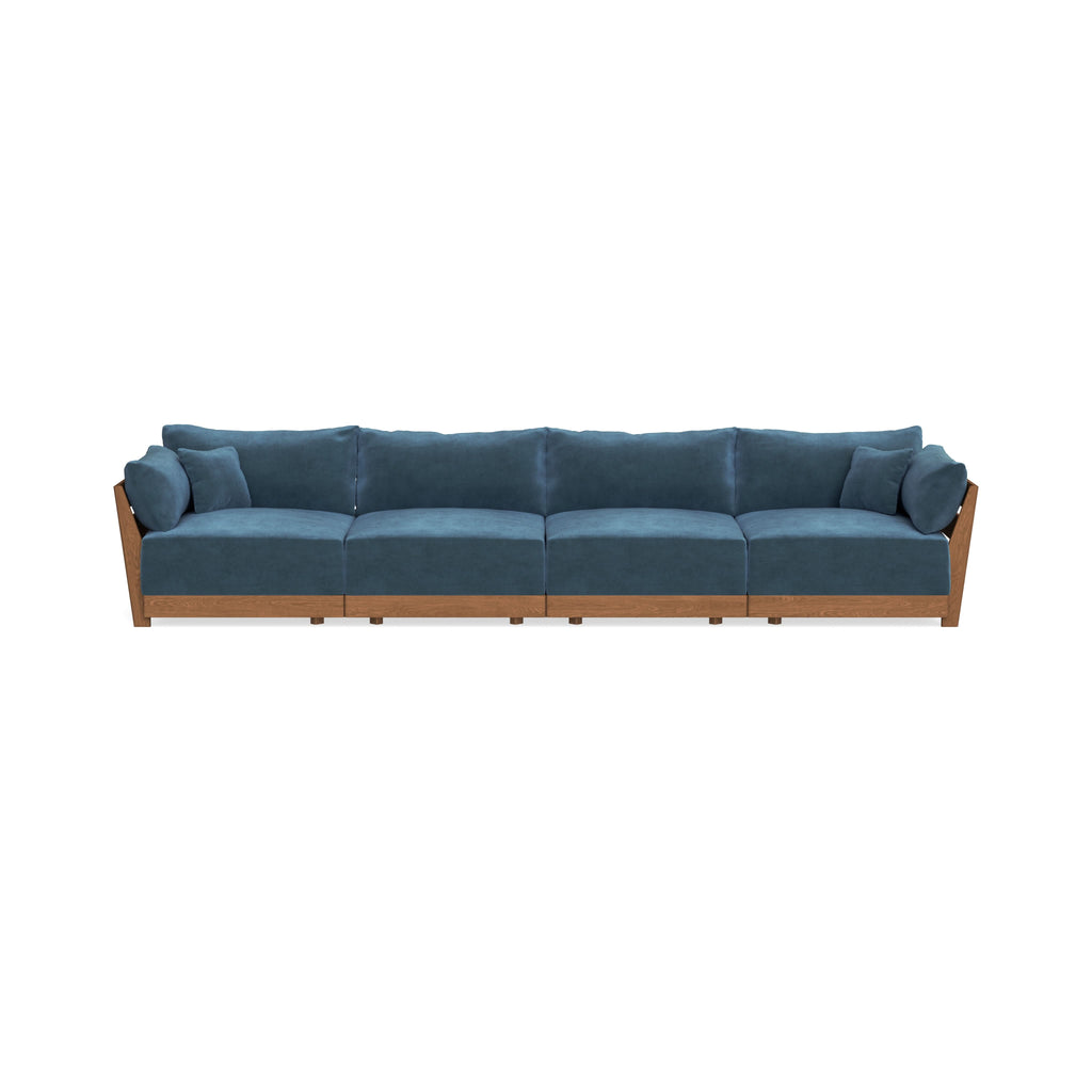 Modular Bondi Espresso 4-Seater Sofa in Oxford Blue | Memory Foam Blend