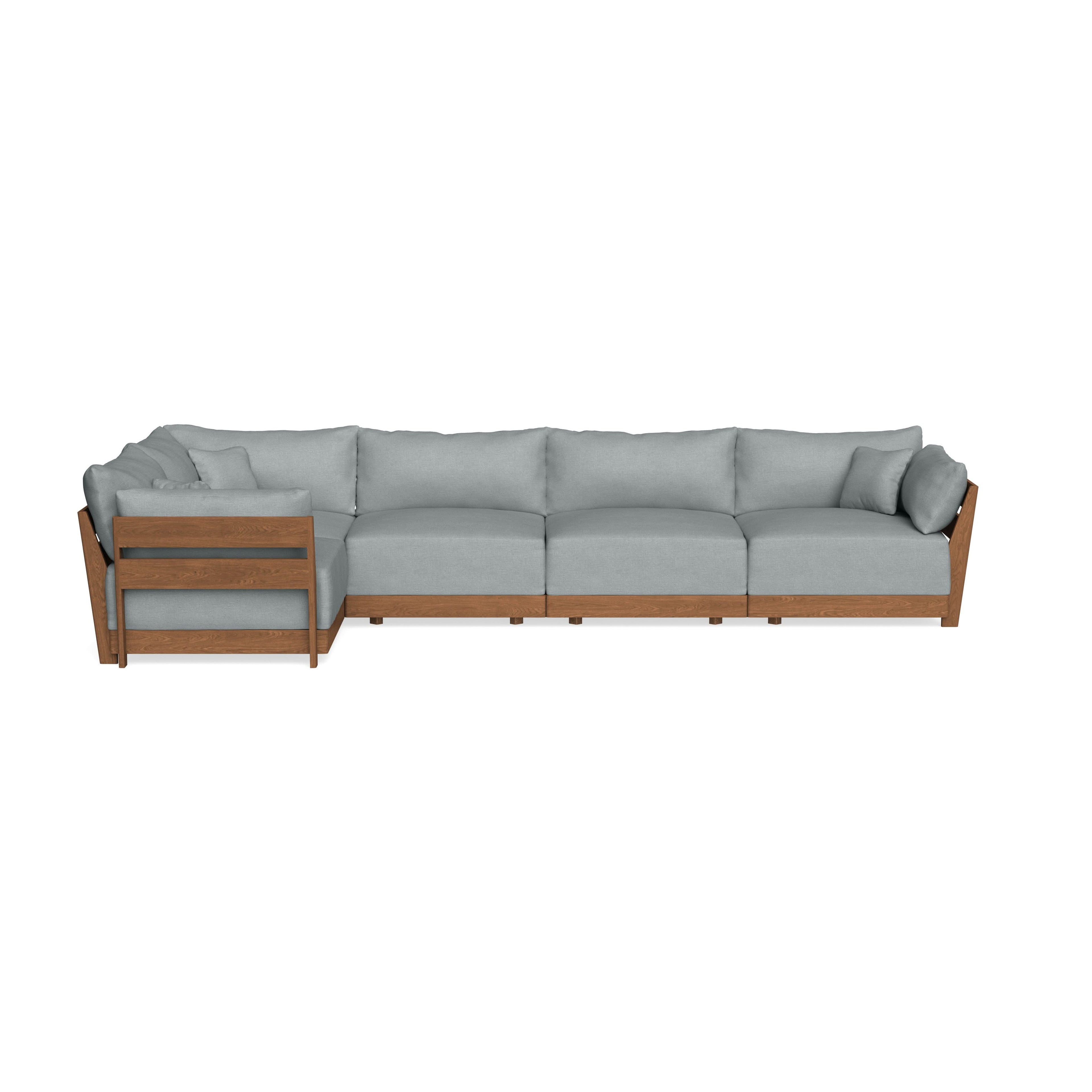 Modular Bondi Espresso 5-Seater L-Sectional in Light Steel | Memory Foam Blend