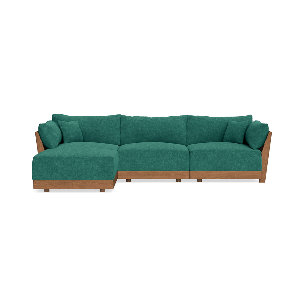 Modular Bondi Espresso 3-Seater Sectional in Jade Green | Memory Foam Blend