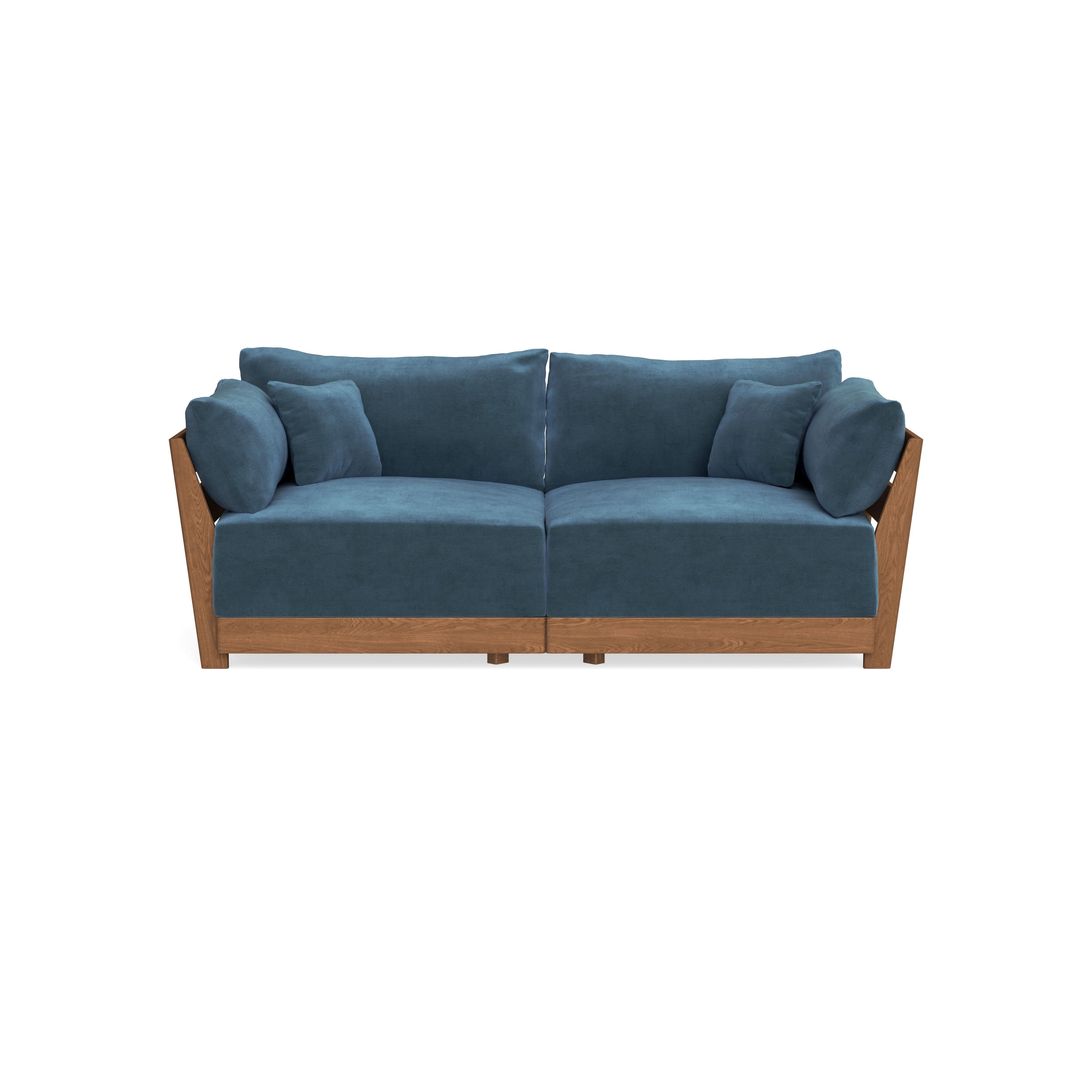 Modular Bondi Espresso 2-Seater Sofa in Oxford Blue | Memory Foam Blend