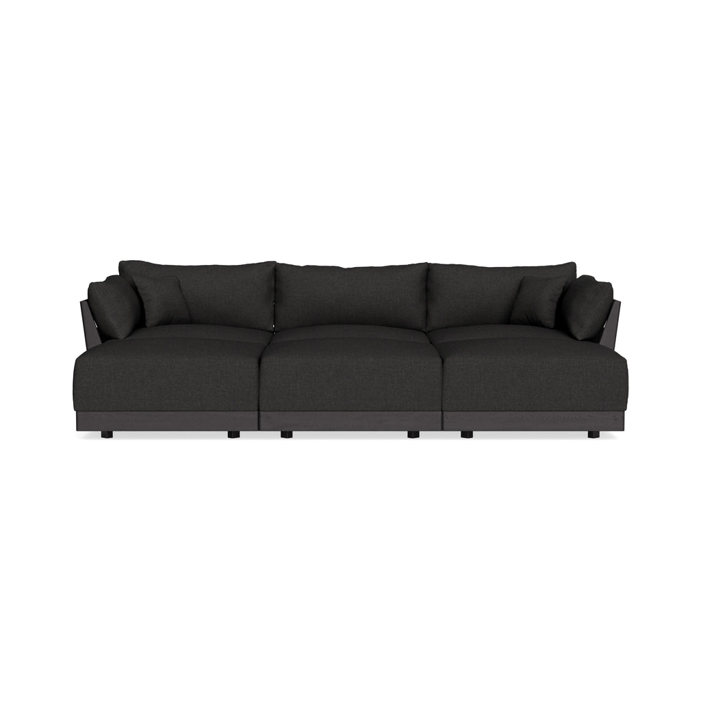 Modular Bondi Black 3-Seater Daybed Sofa Sectional in Peppercorn | Memory Foam Blend