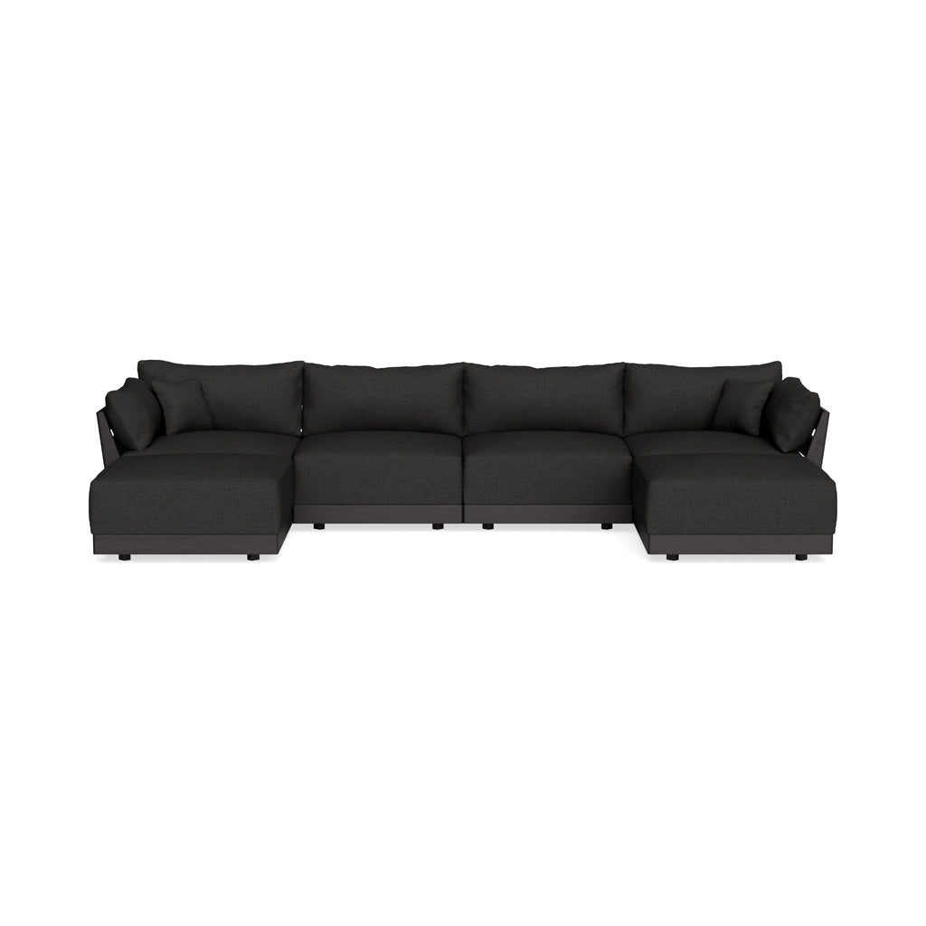 Modular Bondi Black 4-Seater U-Sectional in Peppercorn | Classic Blend