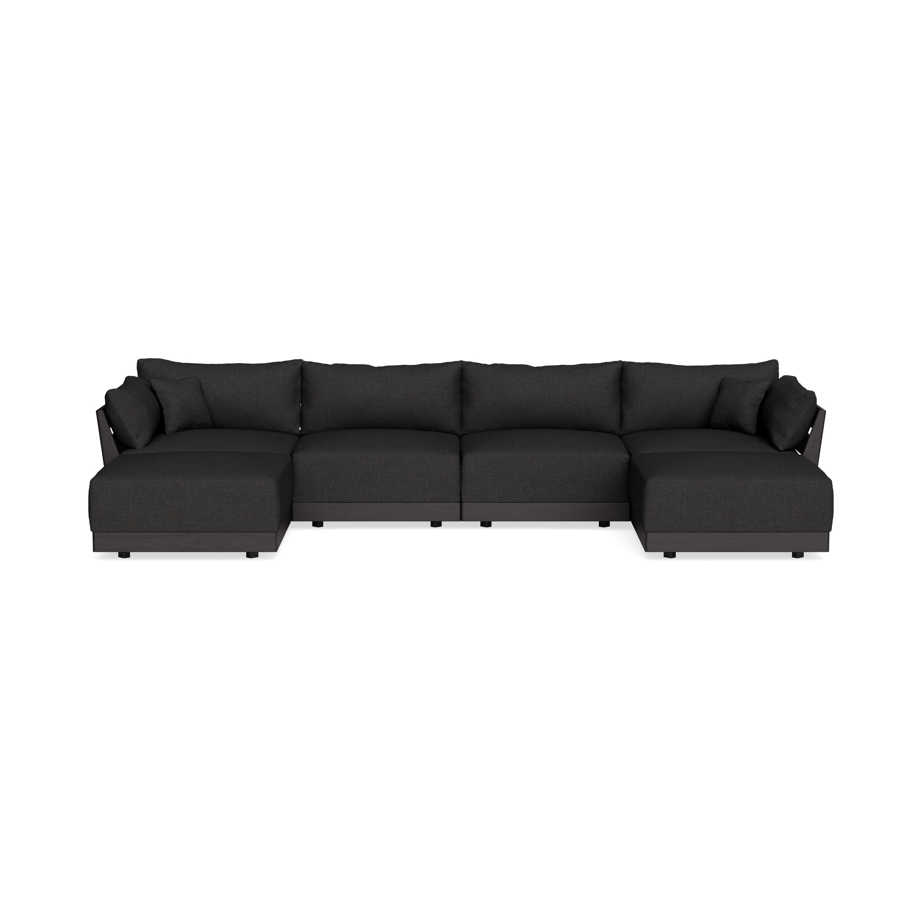 Modular Bondi Black 4-Seater U-Sectional in Peppercorn | Classic Blend