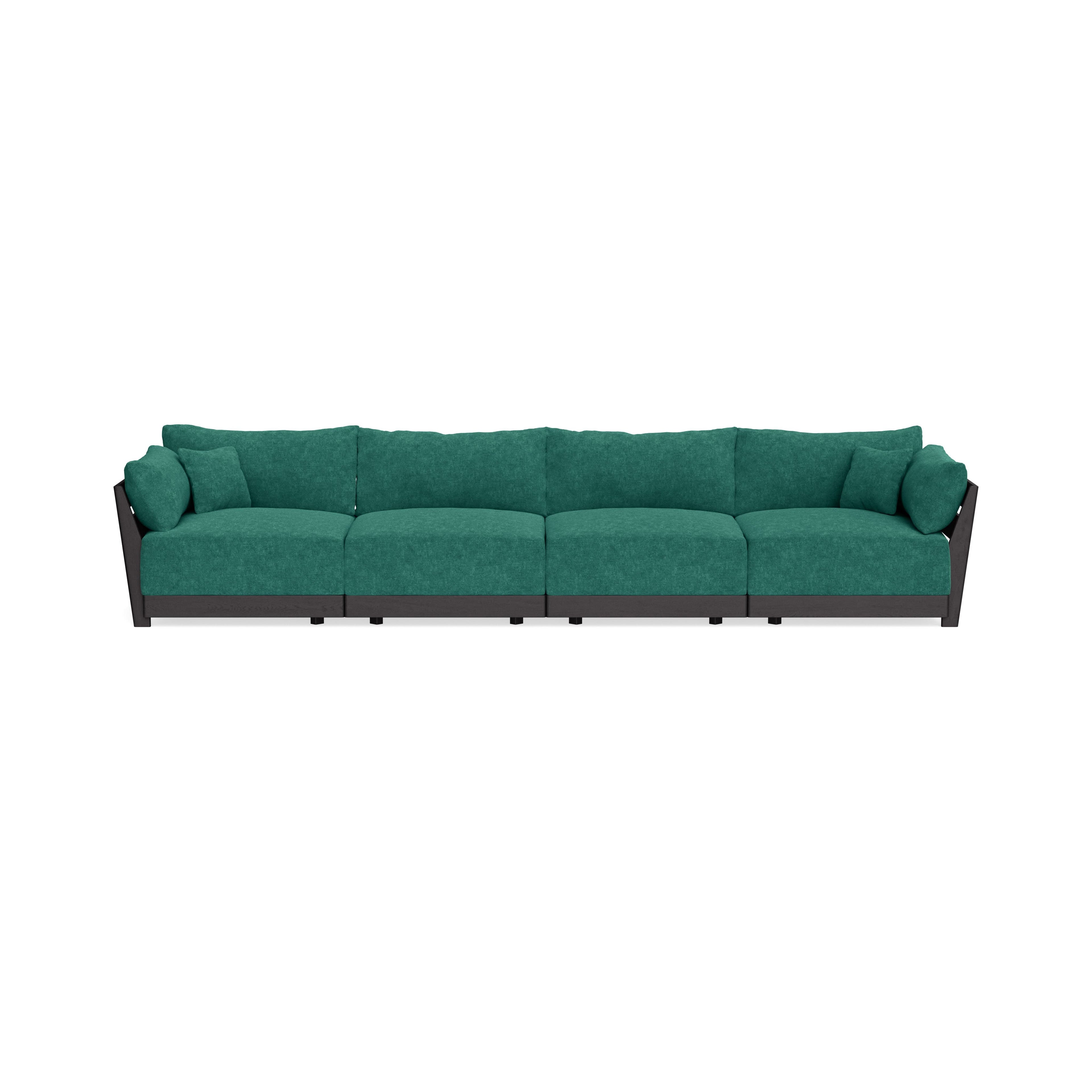 Modular Bondi Black 4-Seater Sofa in Jade Green | Memory Foam Blend