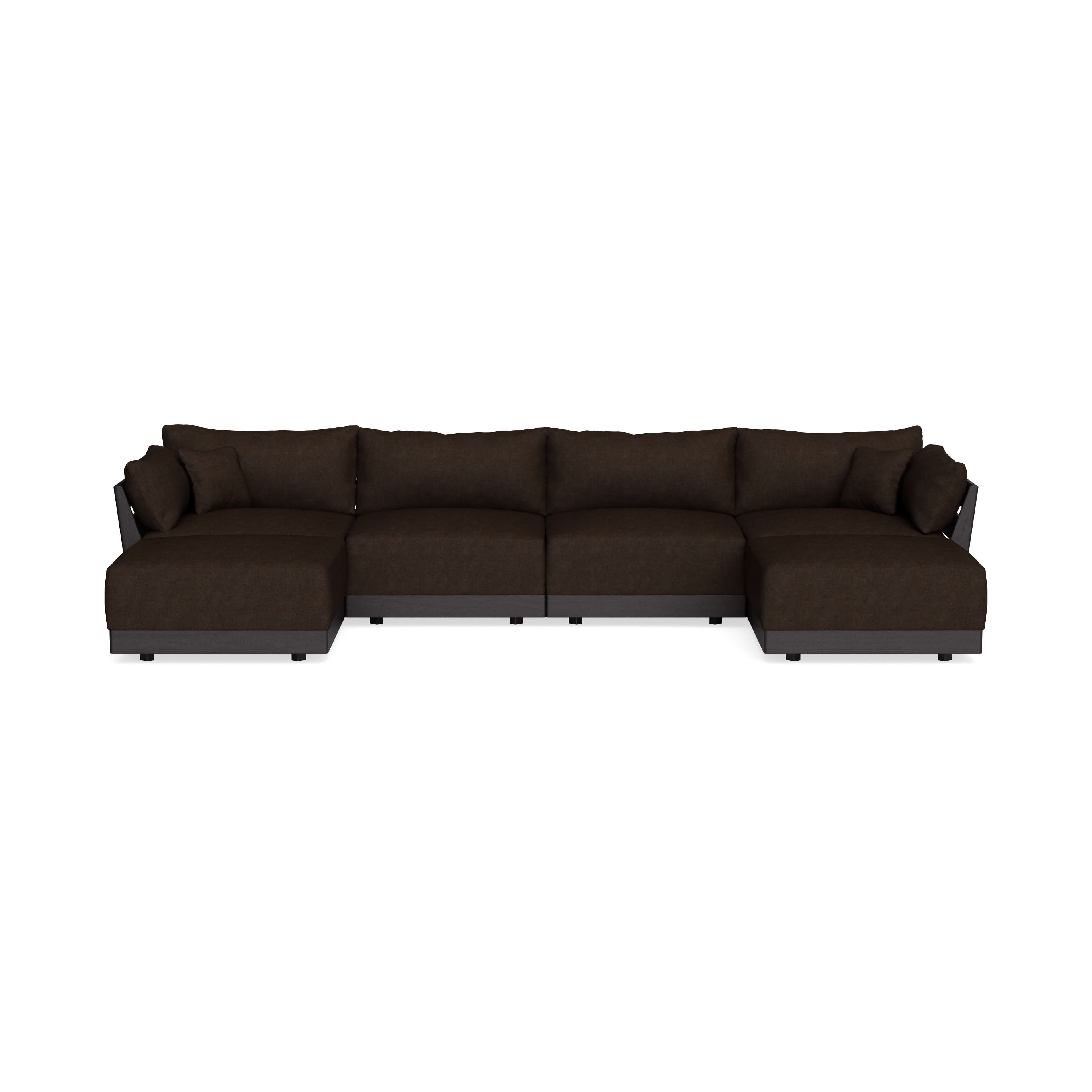 Modular Bondi Black 4-Seater U-Sectional in Espresso | Memory Foam Blend