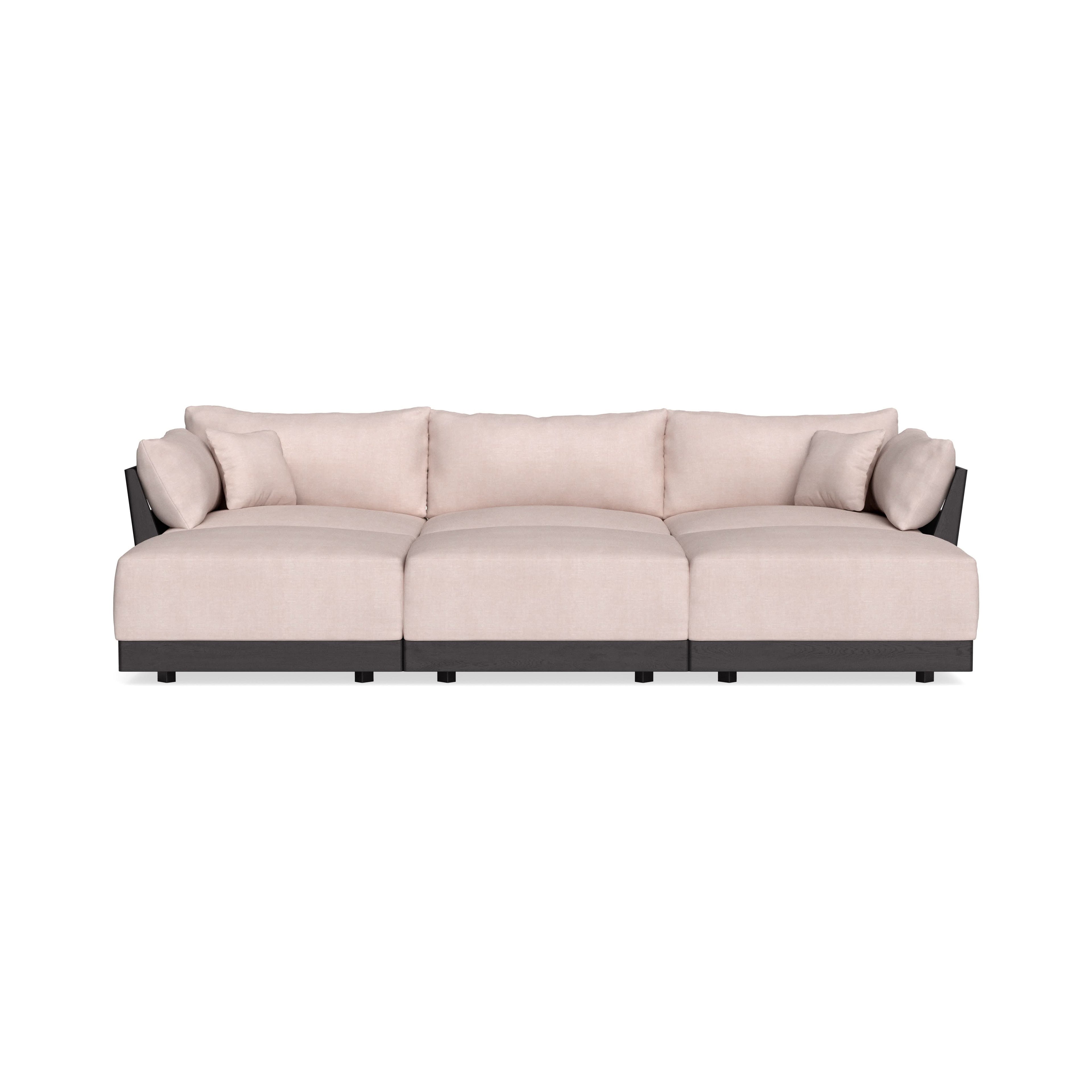 Modular Bondi Black 3-Seater Daybed Sofa Sectional in Blush | Memory Foam Blend