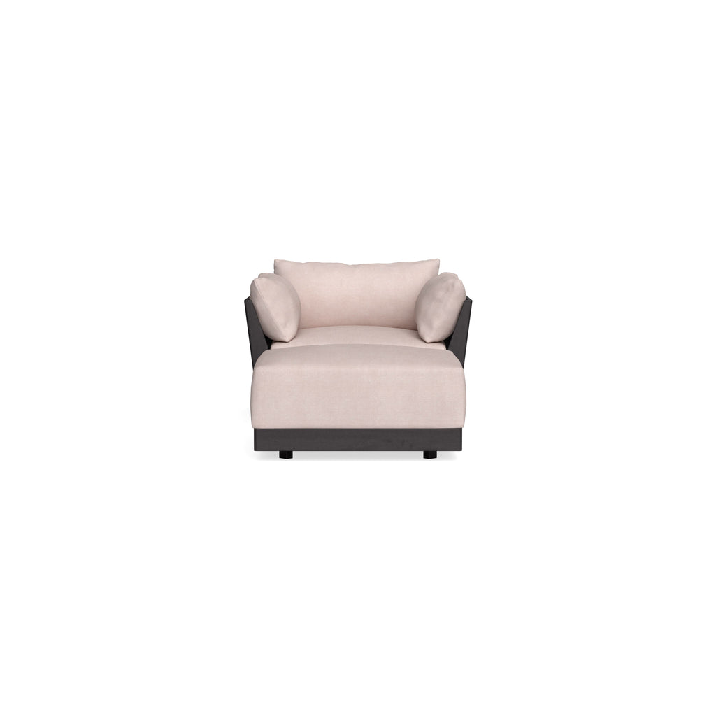 Modular Bondi Black Armchair + Ottoman in Blush | Memory Foam Blend