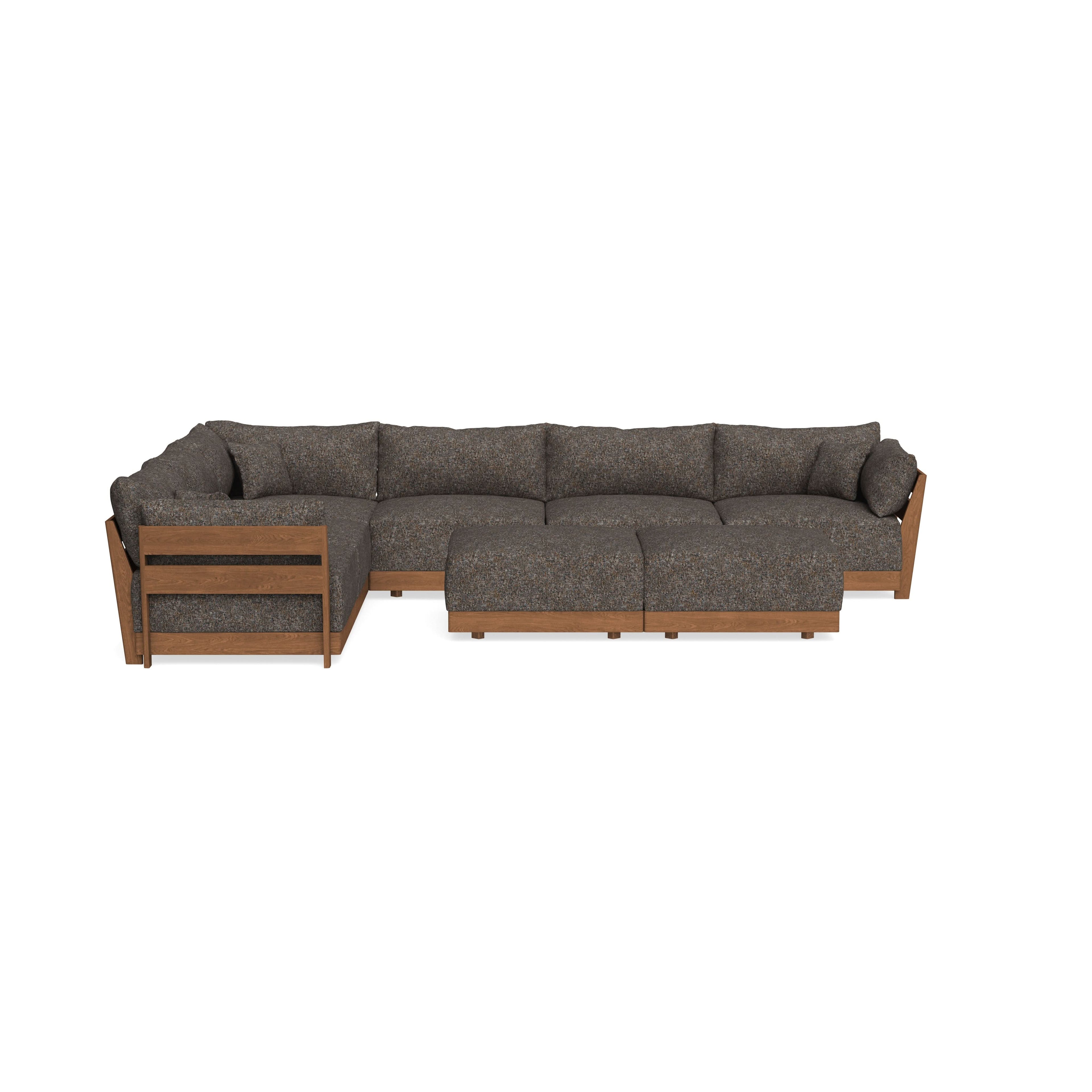 Modular Bondi Espresso 6-Seater Corner Sectional + Bench Ottoman in Eclipse | Memory Foam Blend