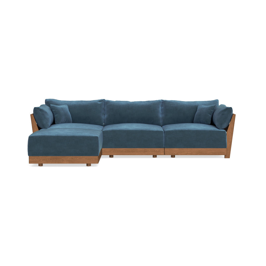 Modular Bondi Espresso 3-Seater Sectional in Oxford Blue | Memory Foam Blend