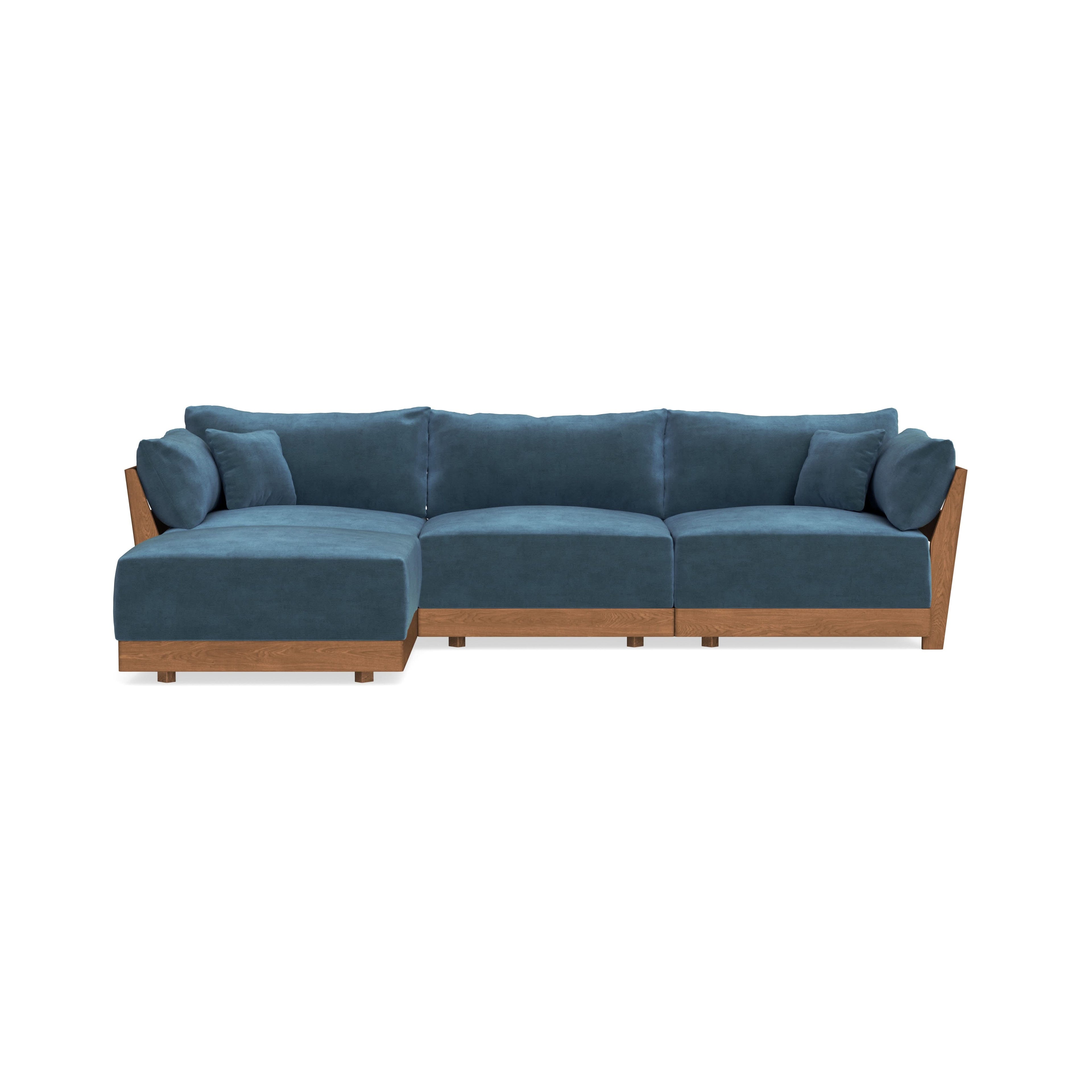 Modular Bondi Espresso 3-Seater Sectional in Oxford Blue | Memory Foam Blend