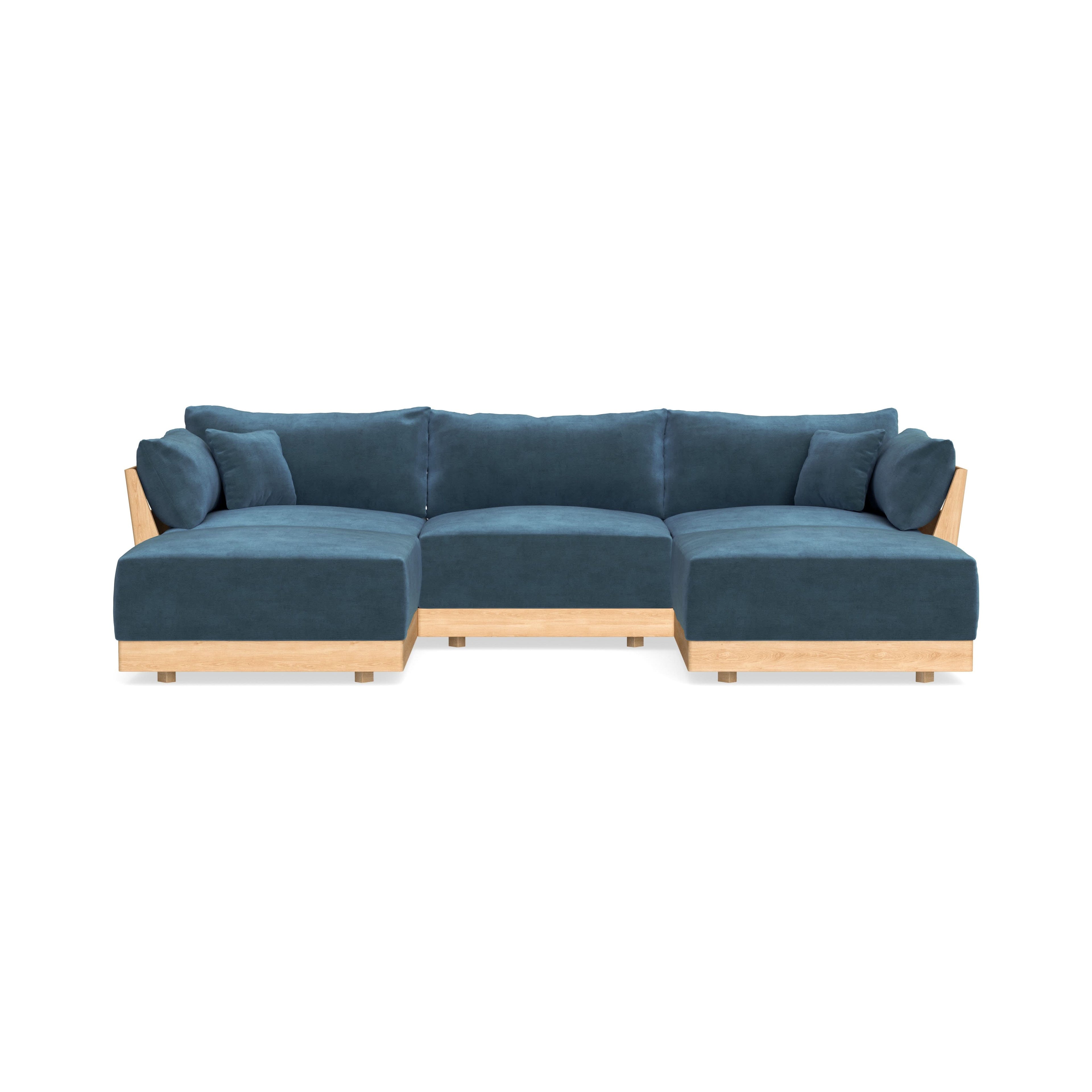 Modular Bondi Latte 3-Seater U-Sectional in Oxford Blue | Memory Foam Blend