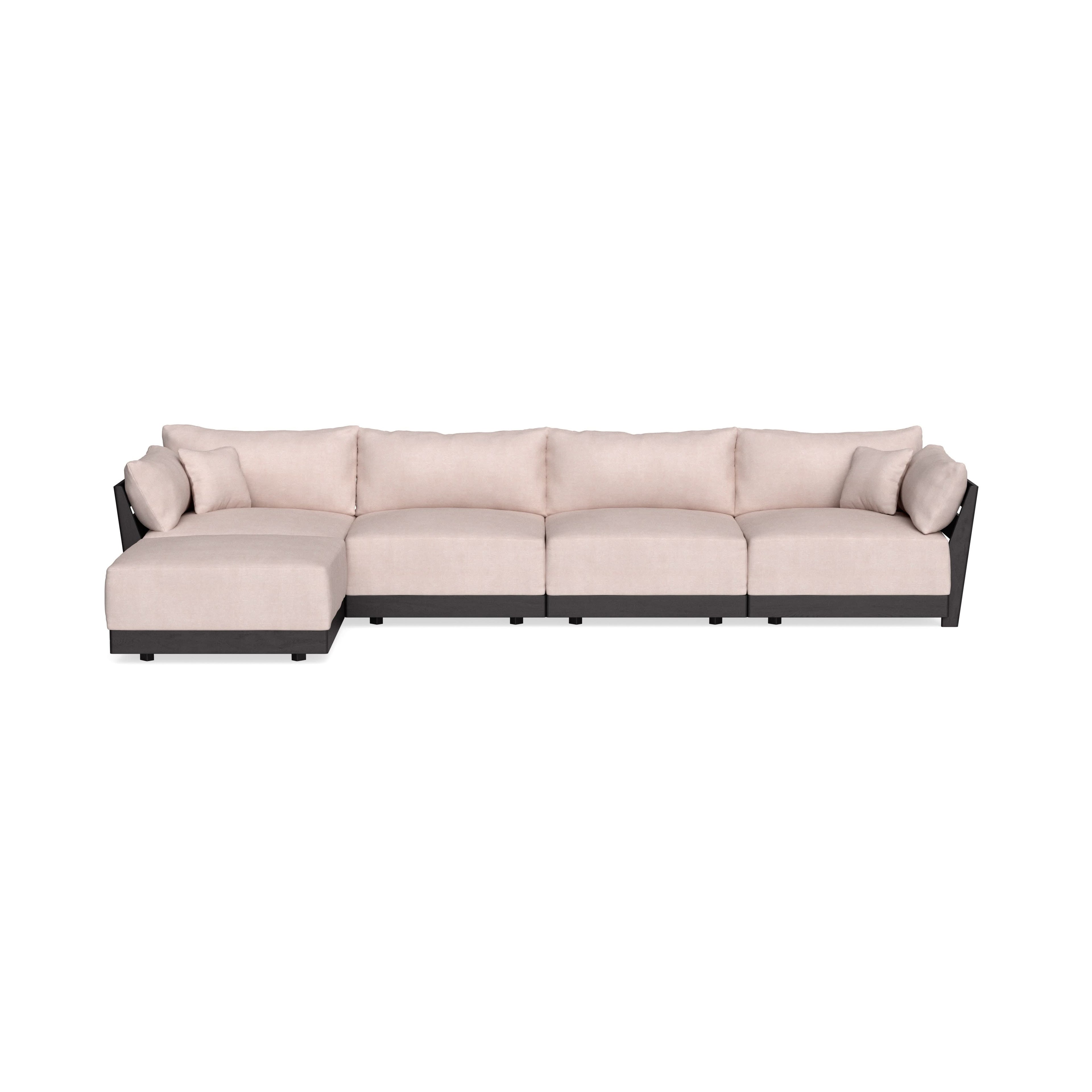 Modular Bondi Black 4-Seater Sectional in Blush | Memory Foam Blend