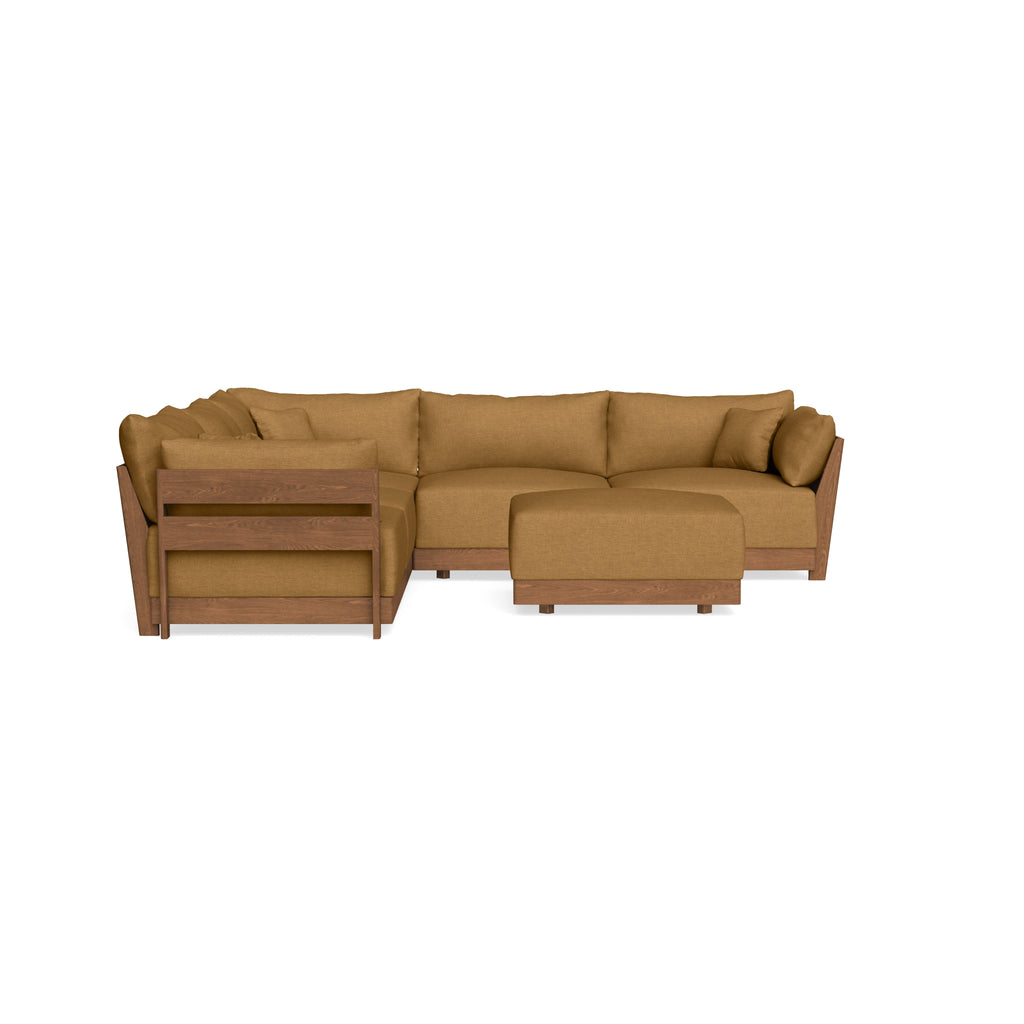 Modular Bondi Espresso 5-Seater Corner Sectional + Ottoman in Dijon | Classic Blend
