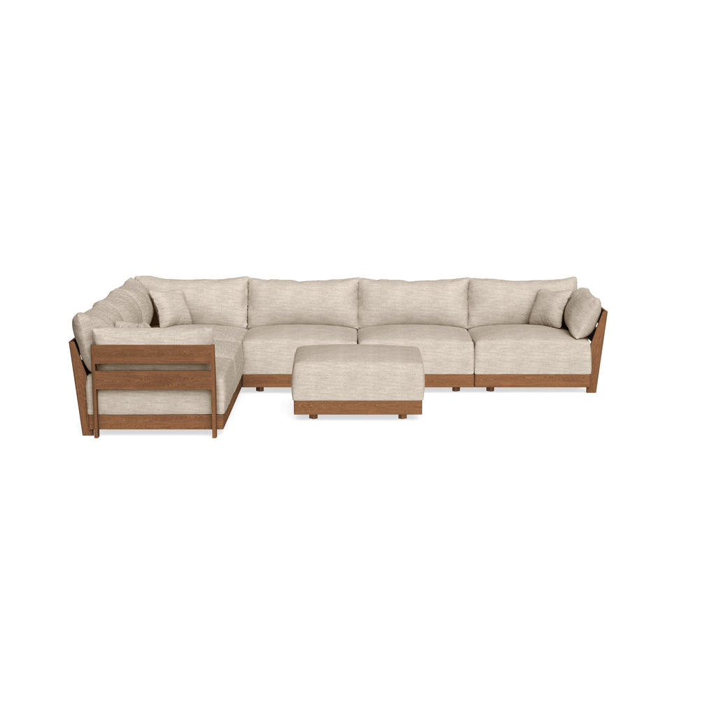 Modular Bondi Espresso 6-Seater Corner Sectional + Ottoman in Wheat | Classic Blend