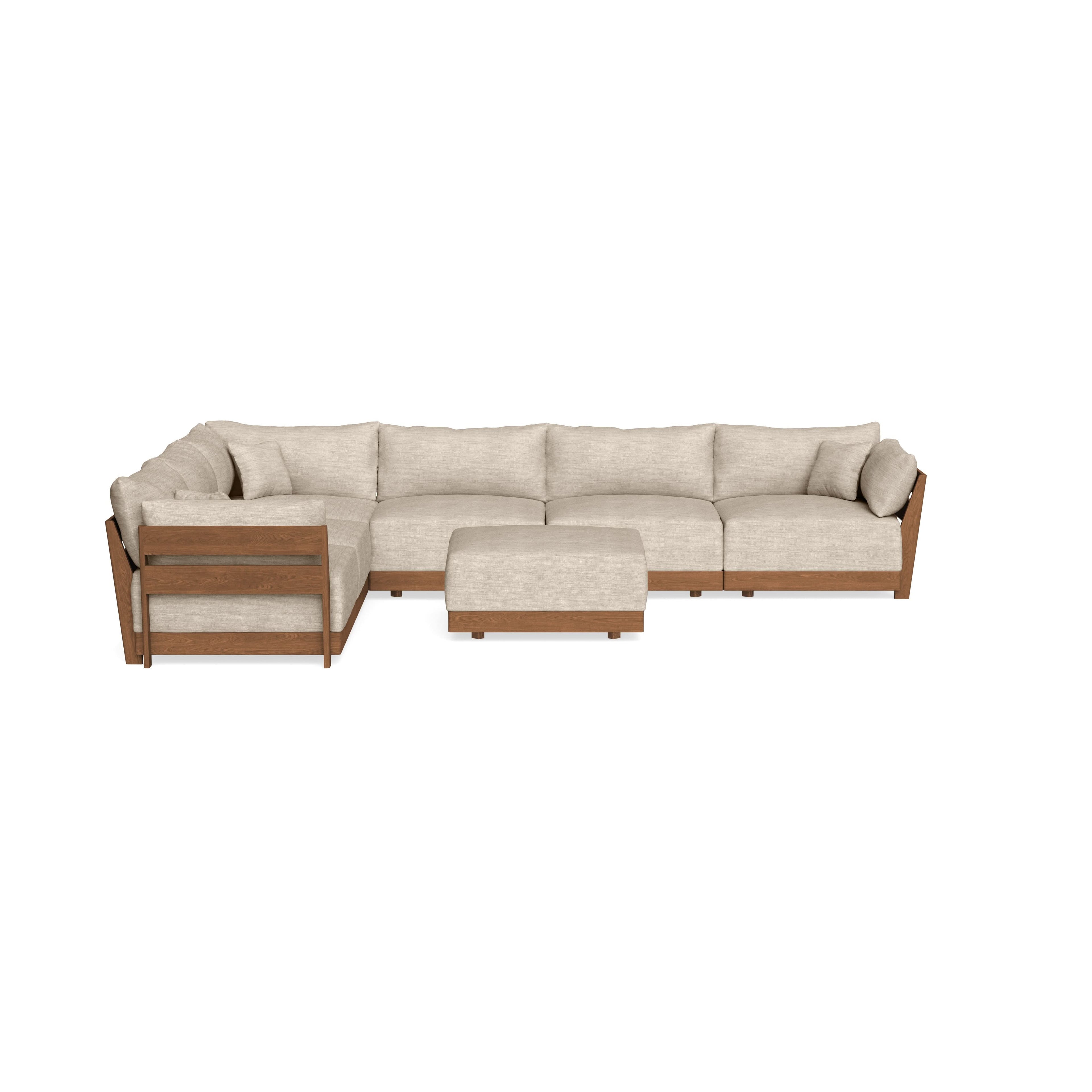 Modular Bondi Espresso 6-Seater Corner Sectional + Ottoman in Wheat | Classic Blend