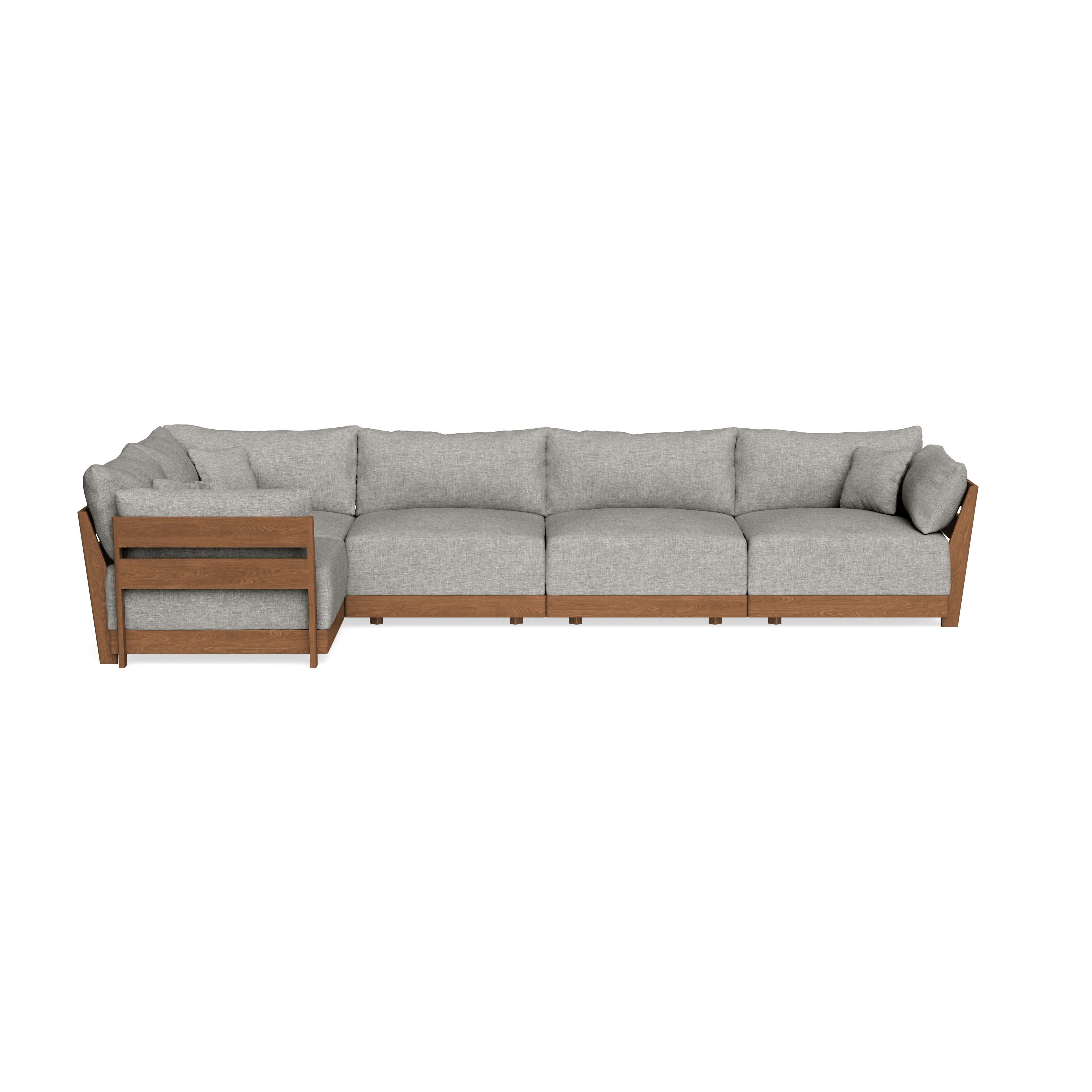 Modular Bondi Espresso 5-Seater L-Sectional in Fog | Memory Foam Blend