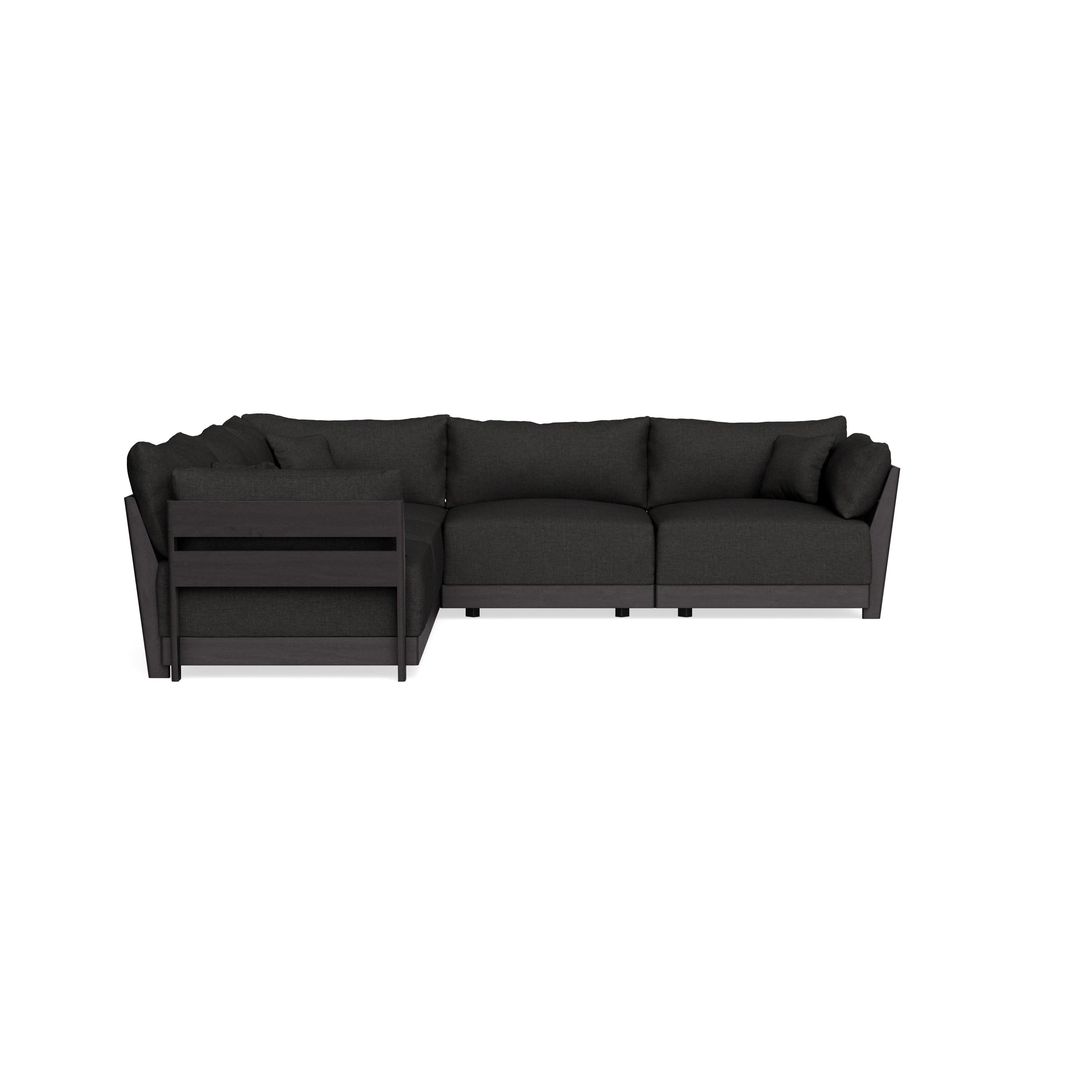 Modular Bondi Black 5-Seater Corner Sectional in Peppercorn | Memory Foam Blend