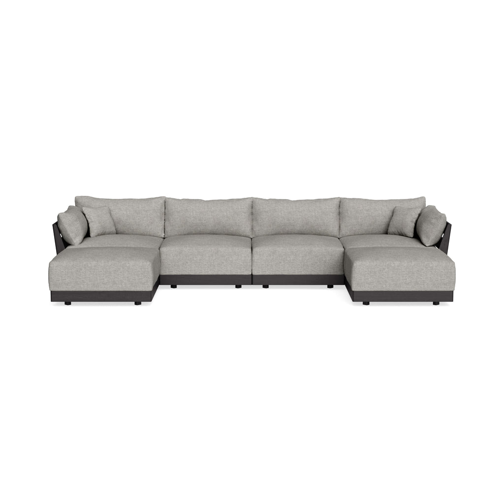 Modular Bondi Black 4-Seater U-Sectional in Fog | Classic Blend