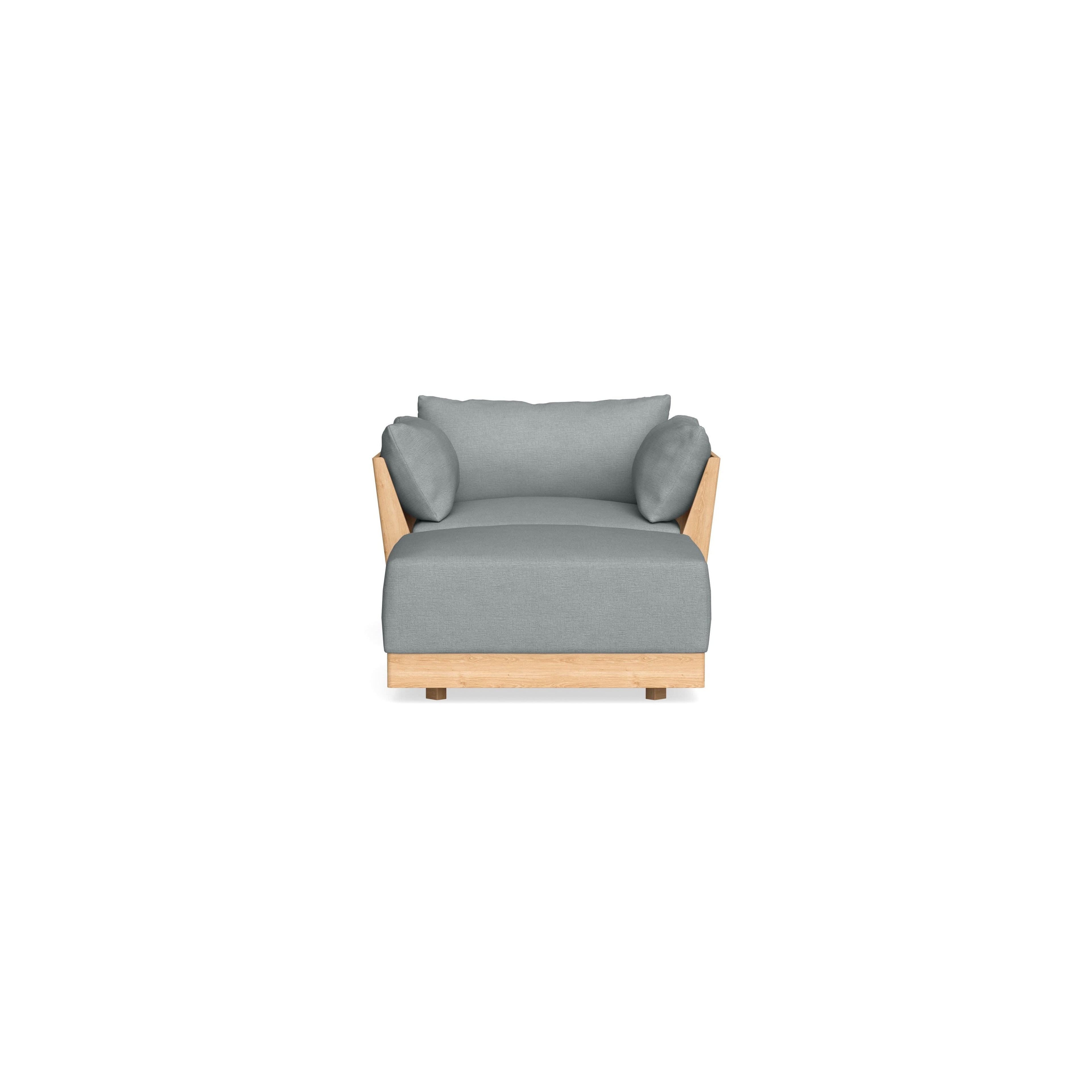 Modular Bondi Latte Armchair + Ottoman in Light Steel | Memory Foam Blend