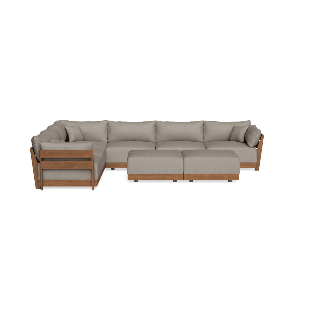 Modular Bondi Espresso 6-Seater Corner Sectional + Bench Ottoman in Cinder Gray | Memory Foam Blend