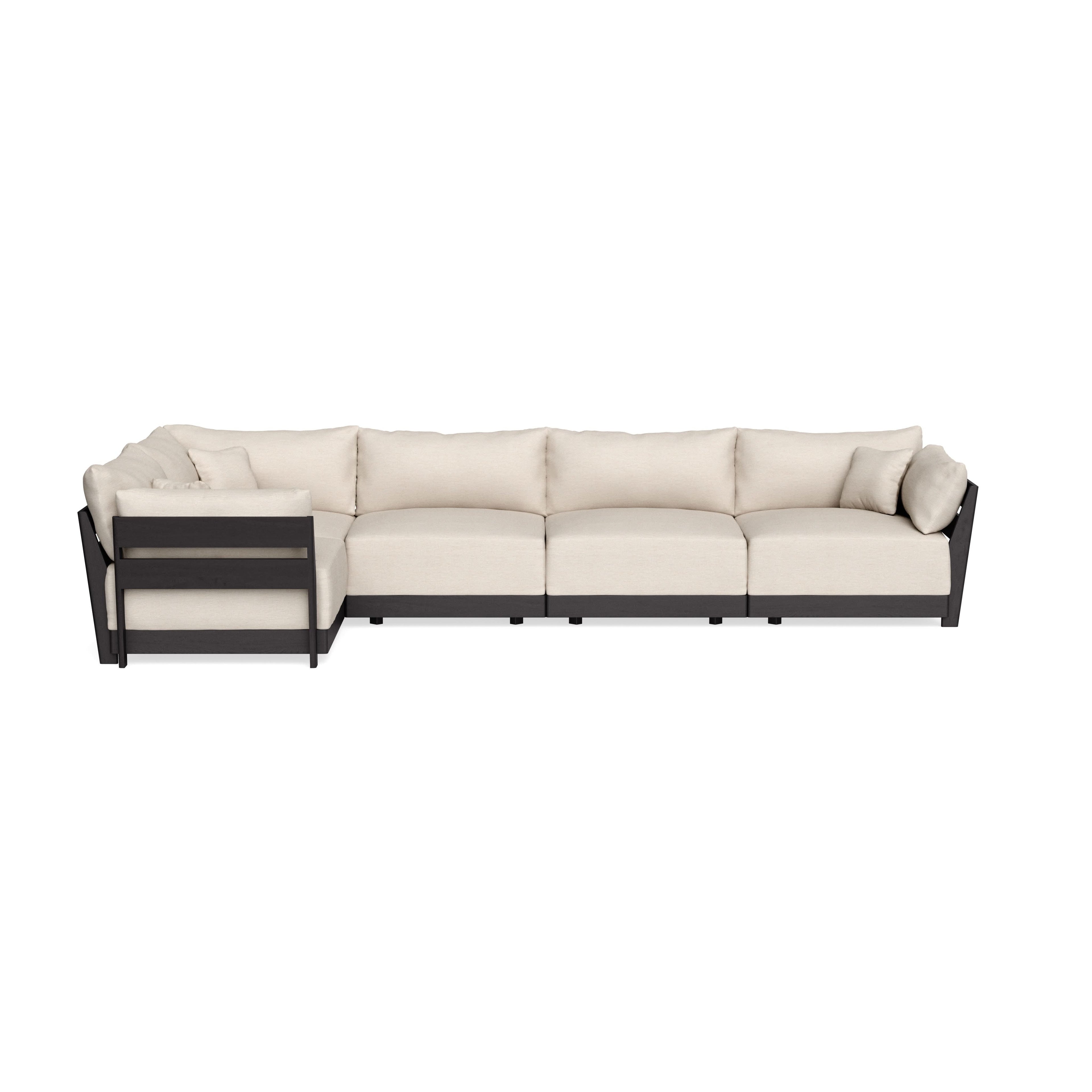 Modular Bondi Black 5-Seater L-Sectional in Seashell | Memory Foam Blend