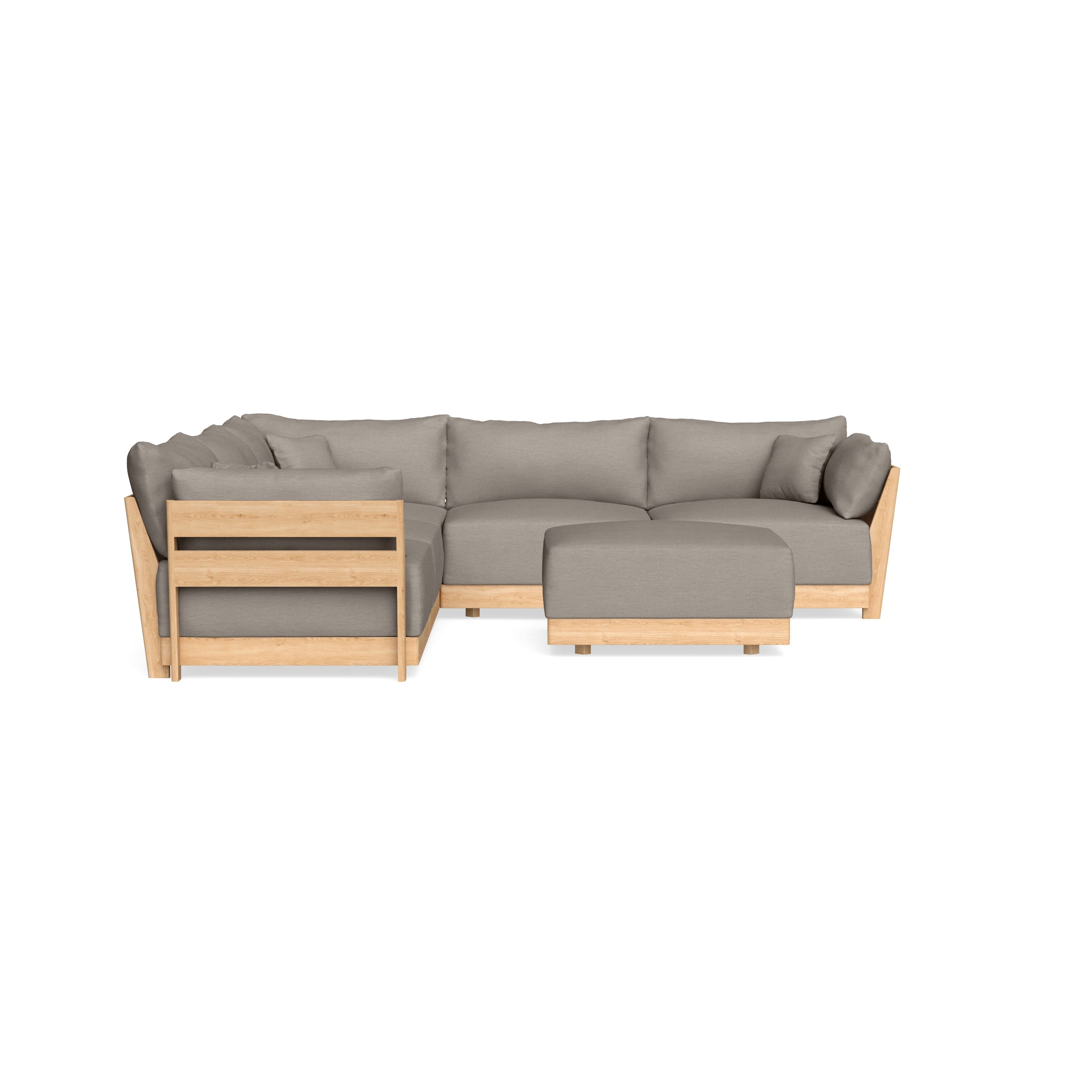 Modular Bondi Latte 5-Seater Corner Sectional + Ottoman in Cinder Gray | Memory Foam Blend