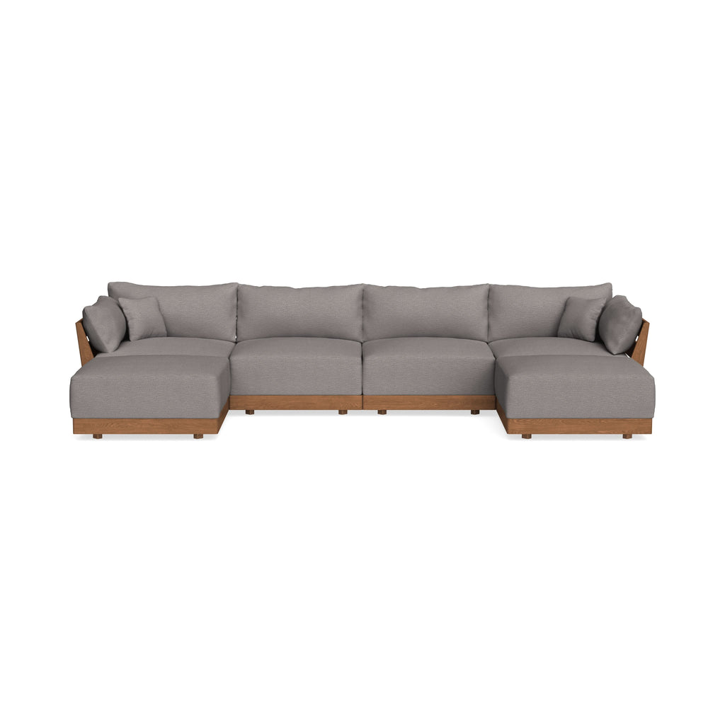 Modular Bondi Espresso 4-Seater U-Sectional in Cement | Memory Foam Blend