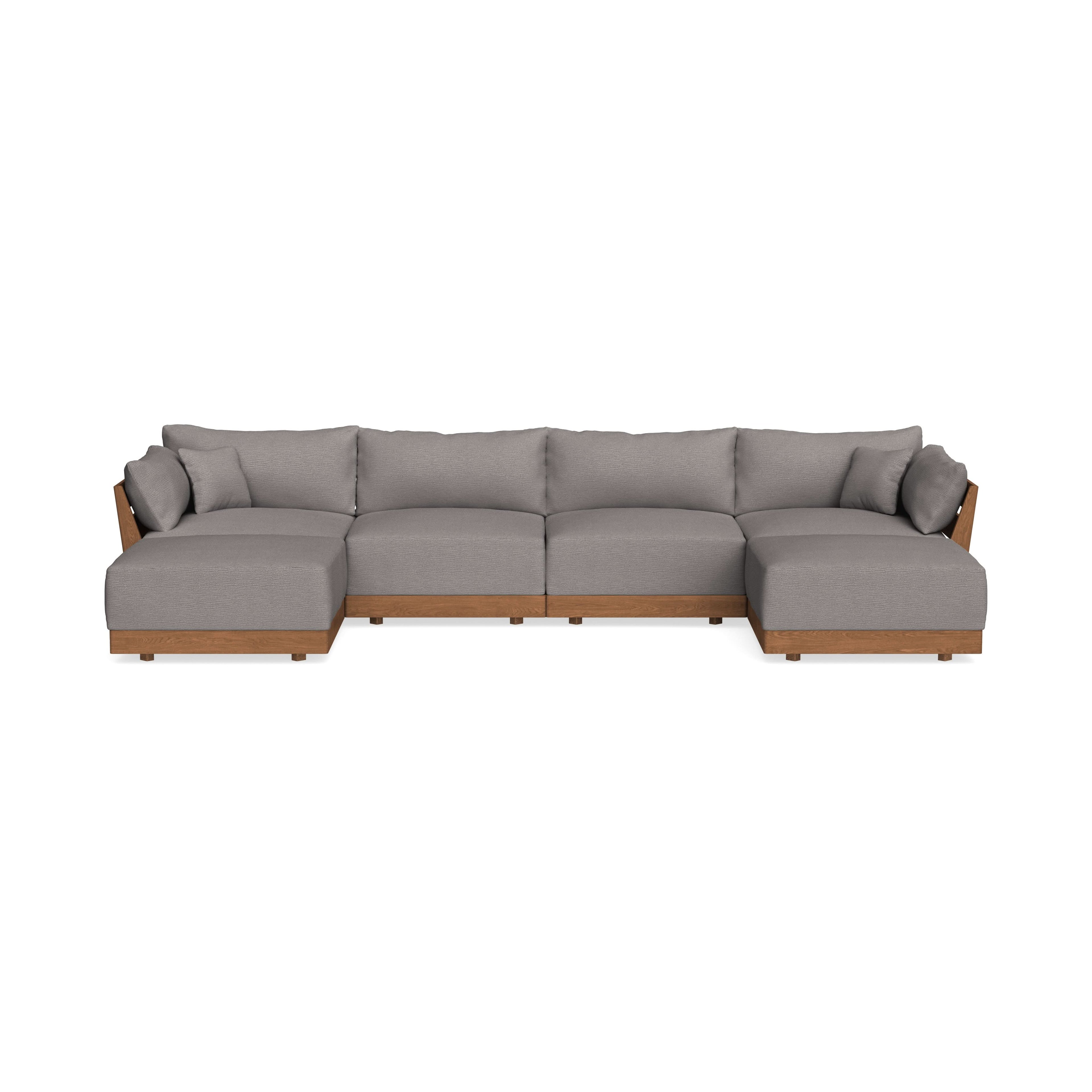 Modular Bondi Espresso 4-Seater U-Sectional in Cement | Memory Foam Blend