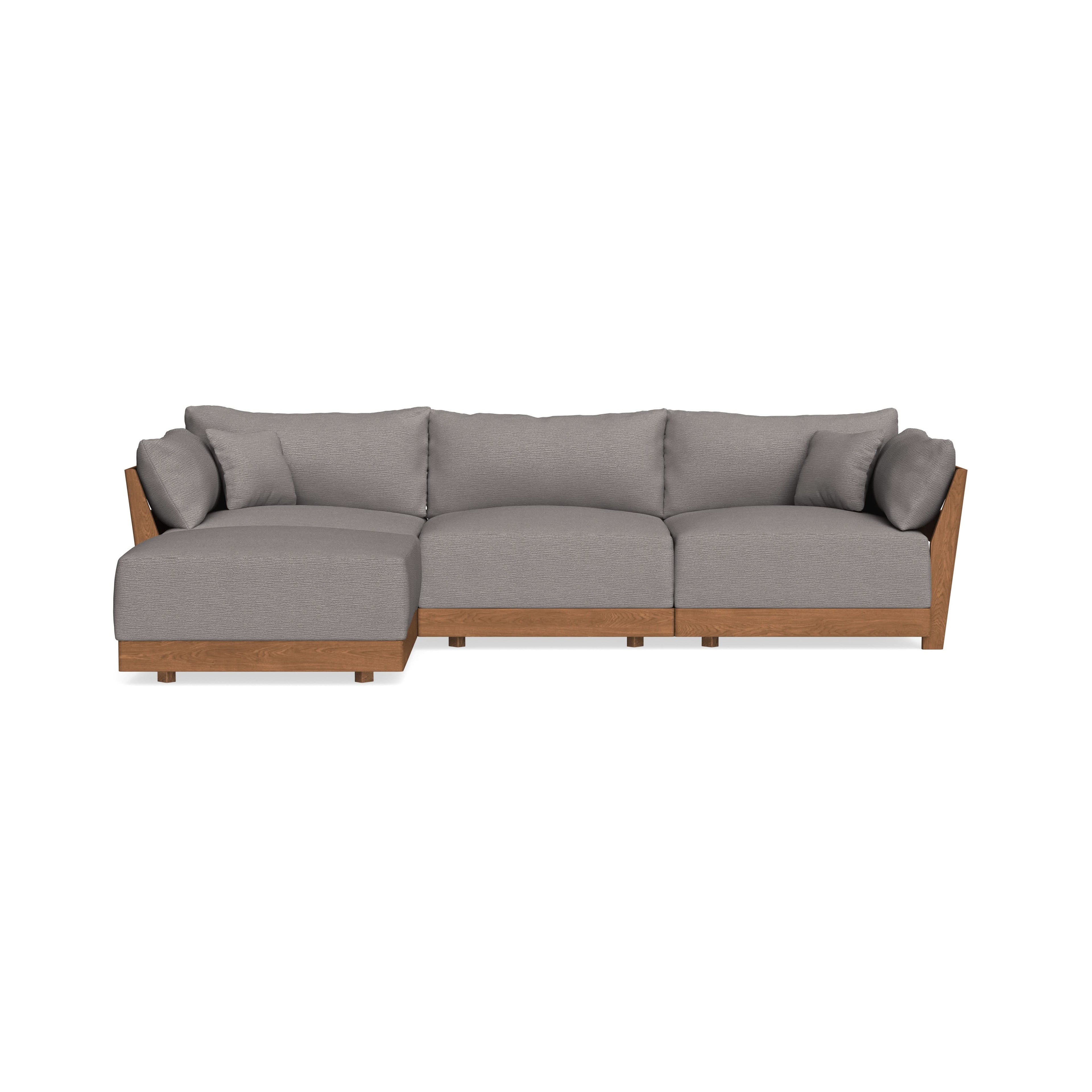 Modular Bondi Espresso 3-Seater Sectional in Cement | Memory Foam Blend