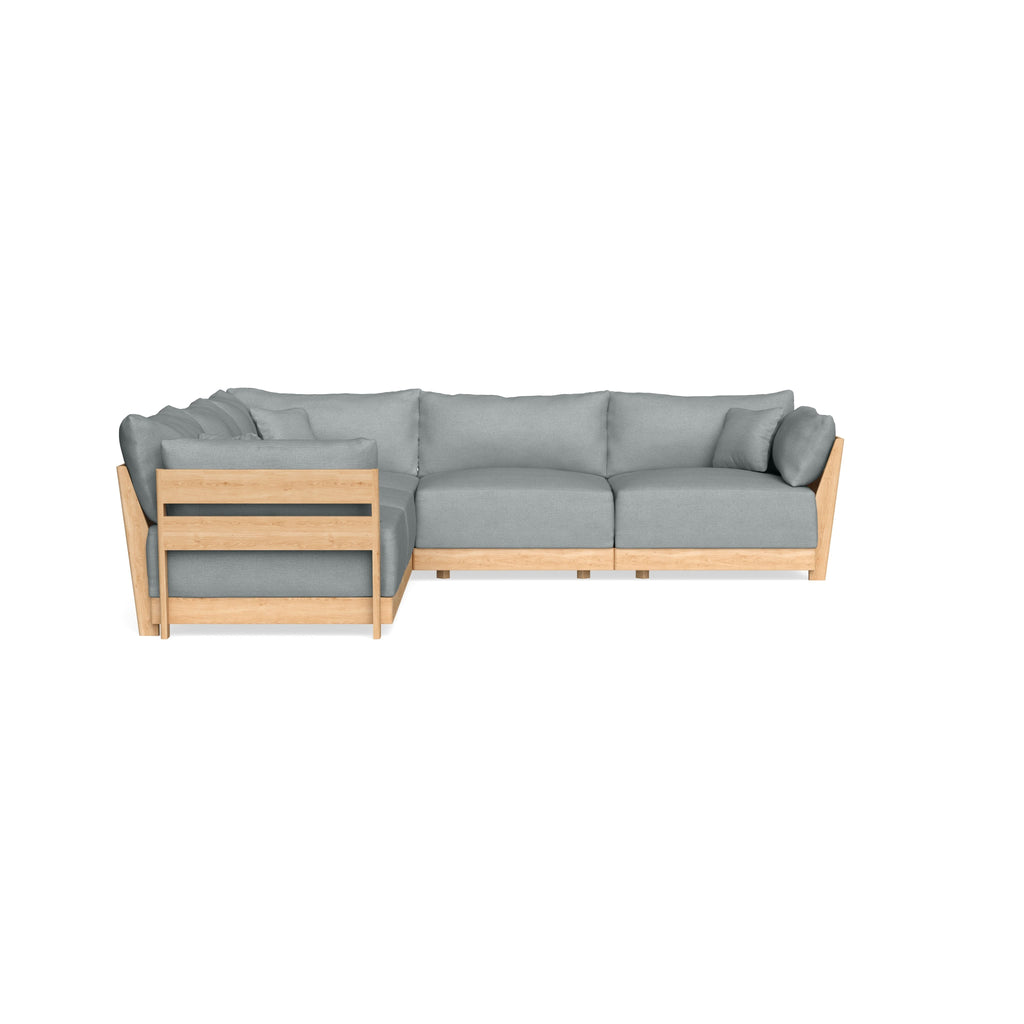 Modular Bondi Latte 5-Seater Corner Sectional in Light Steel | Memory Foam Blend