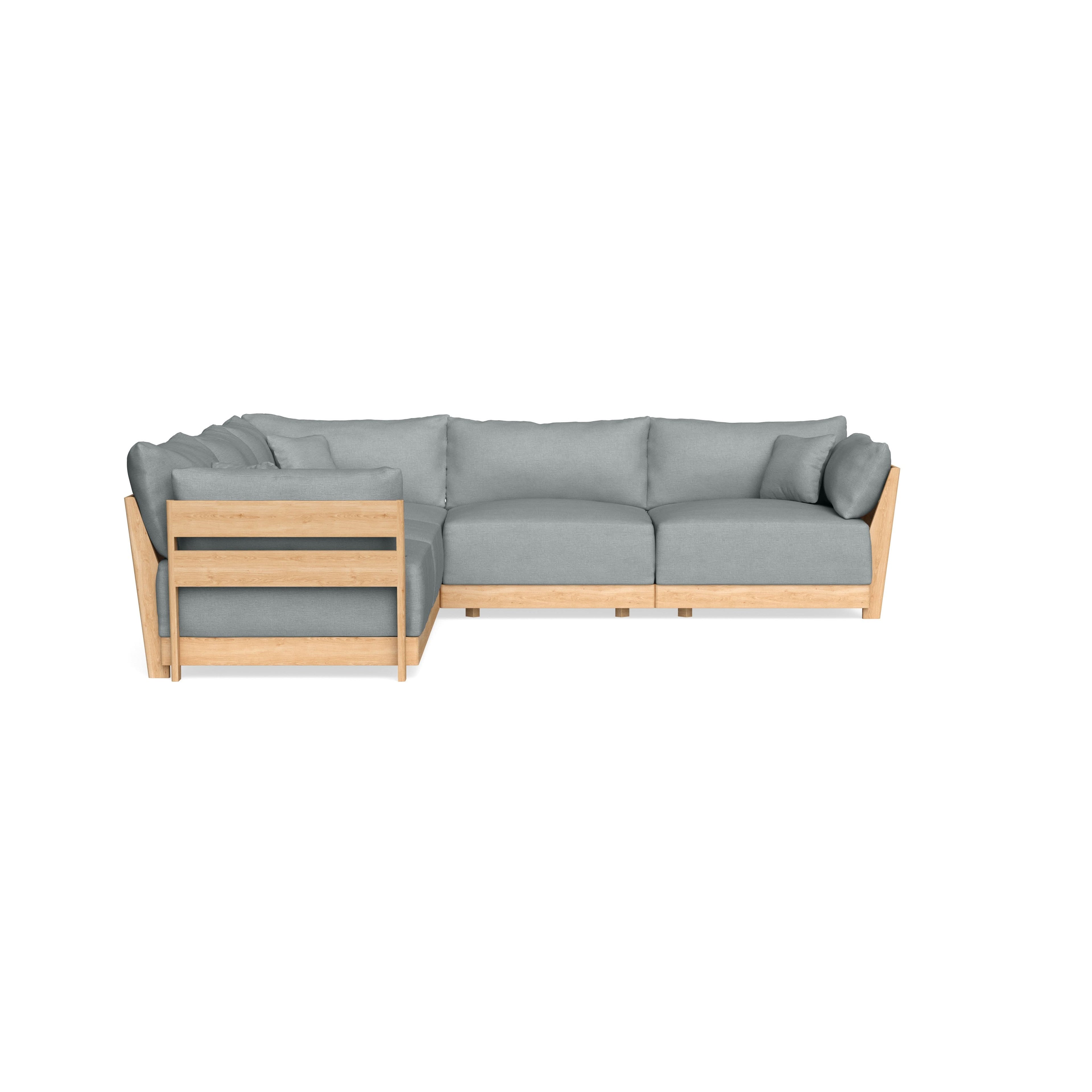 Modular Bondi Latte 5-Seater Corner Sectional in Light Steel | Memory Foam Blend