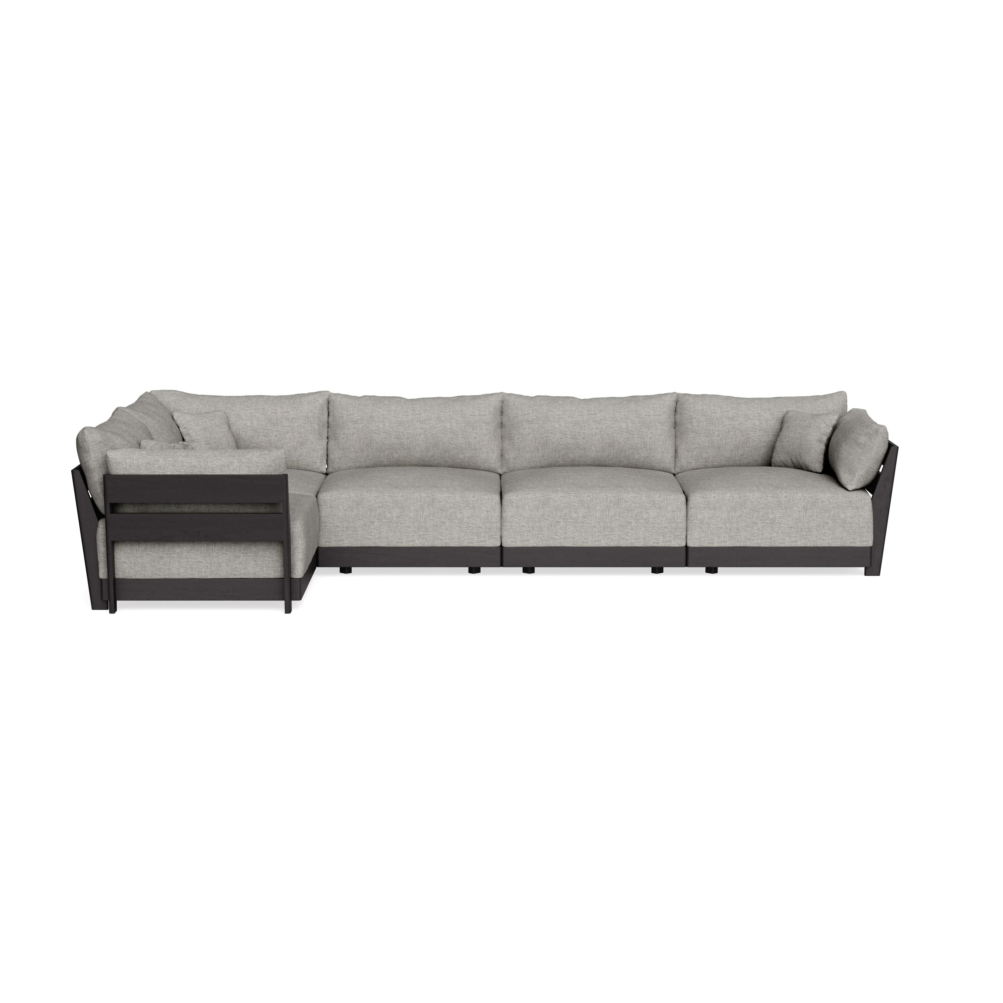 Modular Bondi Black 5-Seater L-Sectional in Fog | Classic Blend